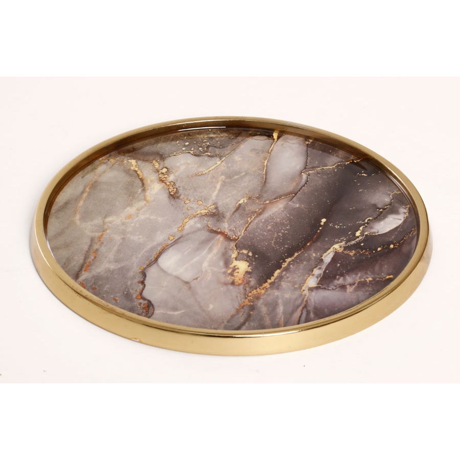 Cake Plate 18cm BrassMarble