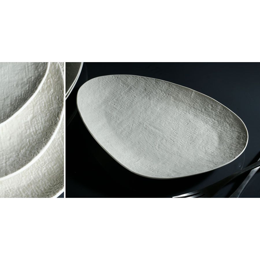 Serving Porcelain Plate Oval SimpelWhite 33X22cm NewBornChina