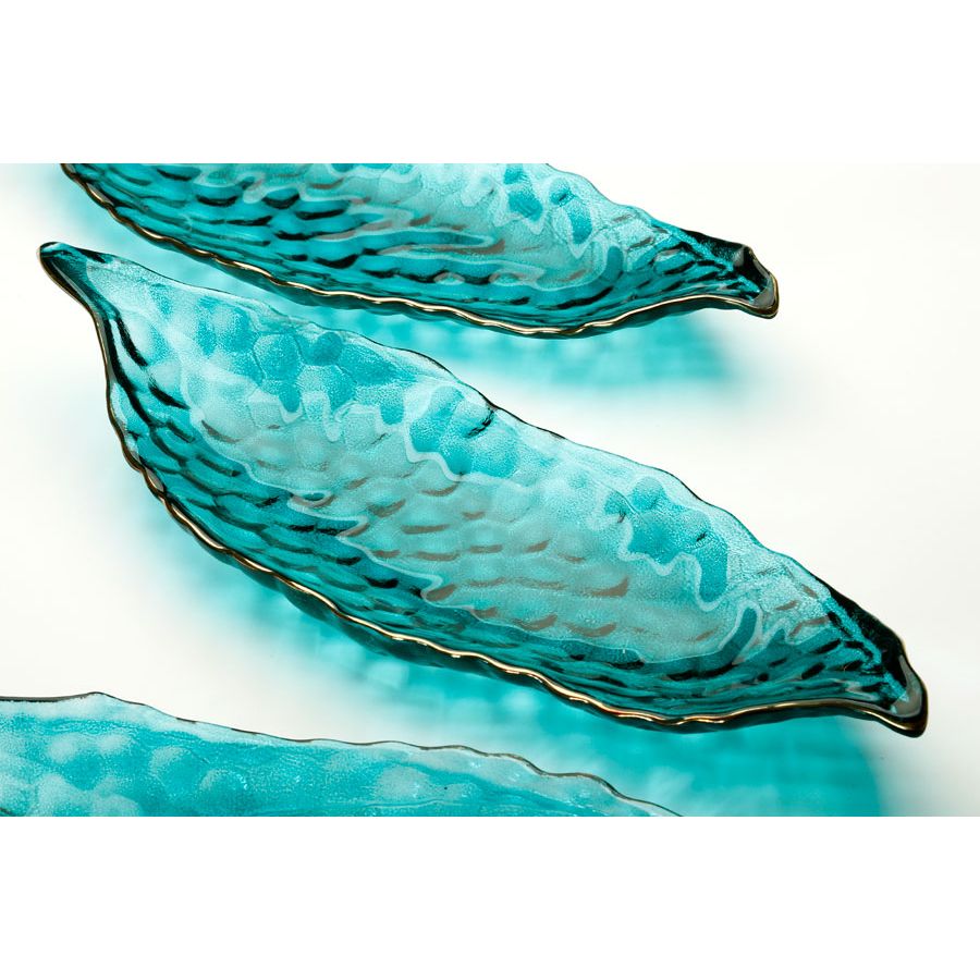 Turquoise Plate Leaf ATHENA in with Stripe Gold