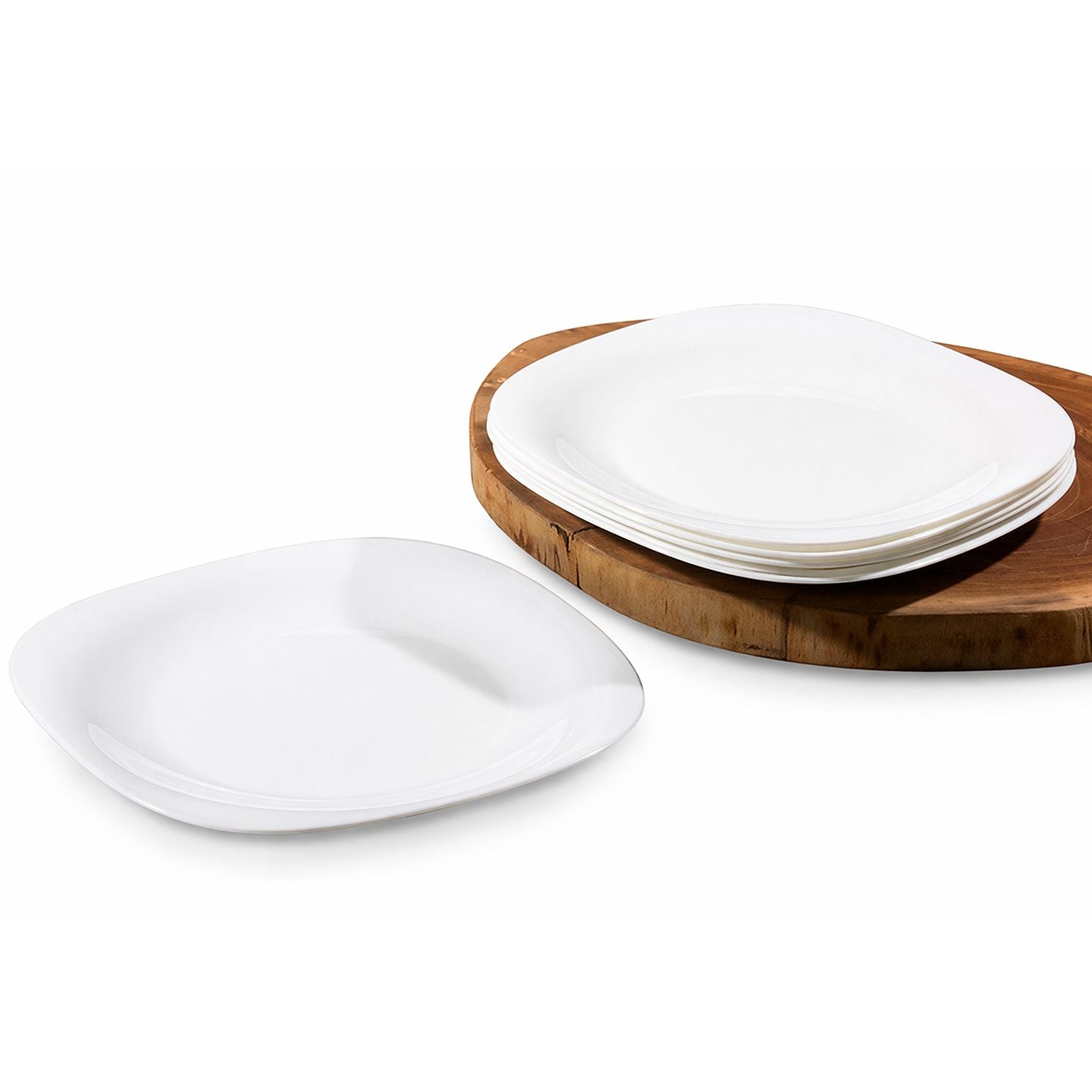 Serving Glass Plate Dinner Opal Divided 29cm in White