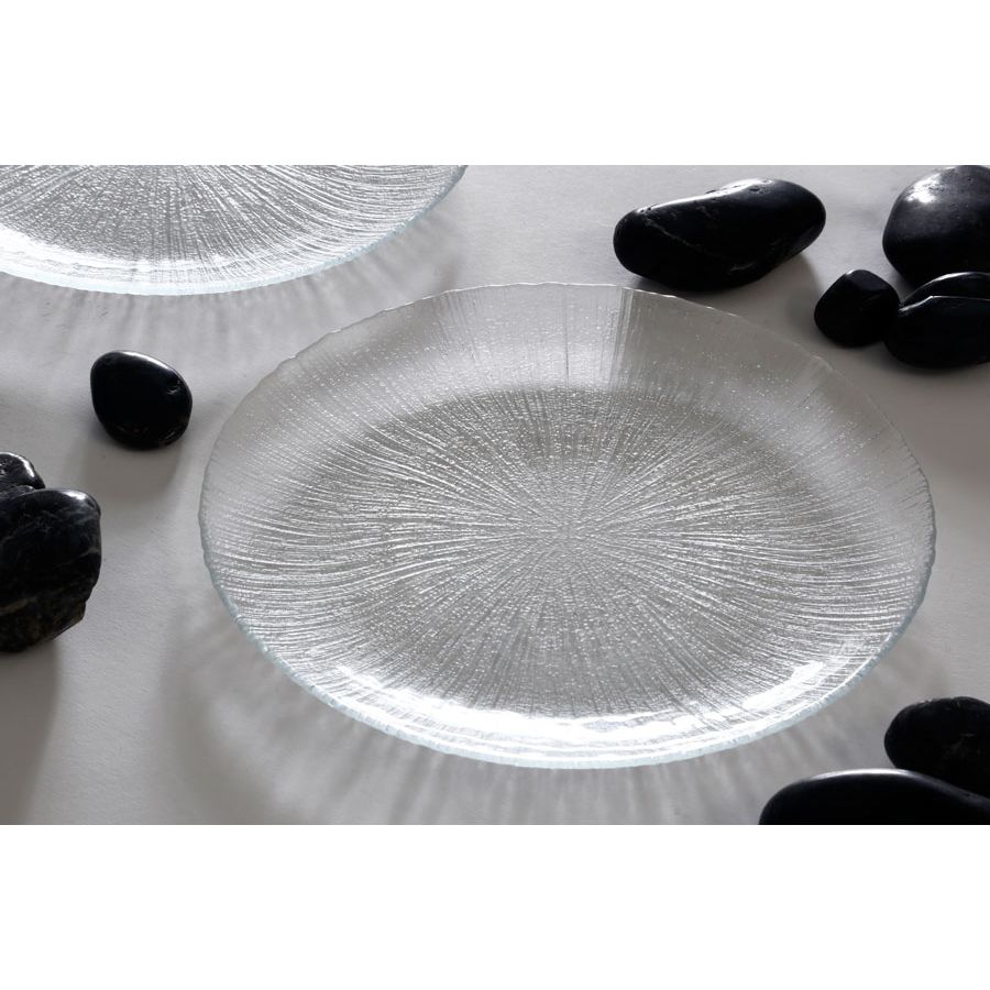 Plate MARTINEZ TRANSPA Size 21cm in Clear with Stripe Gold