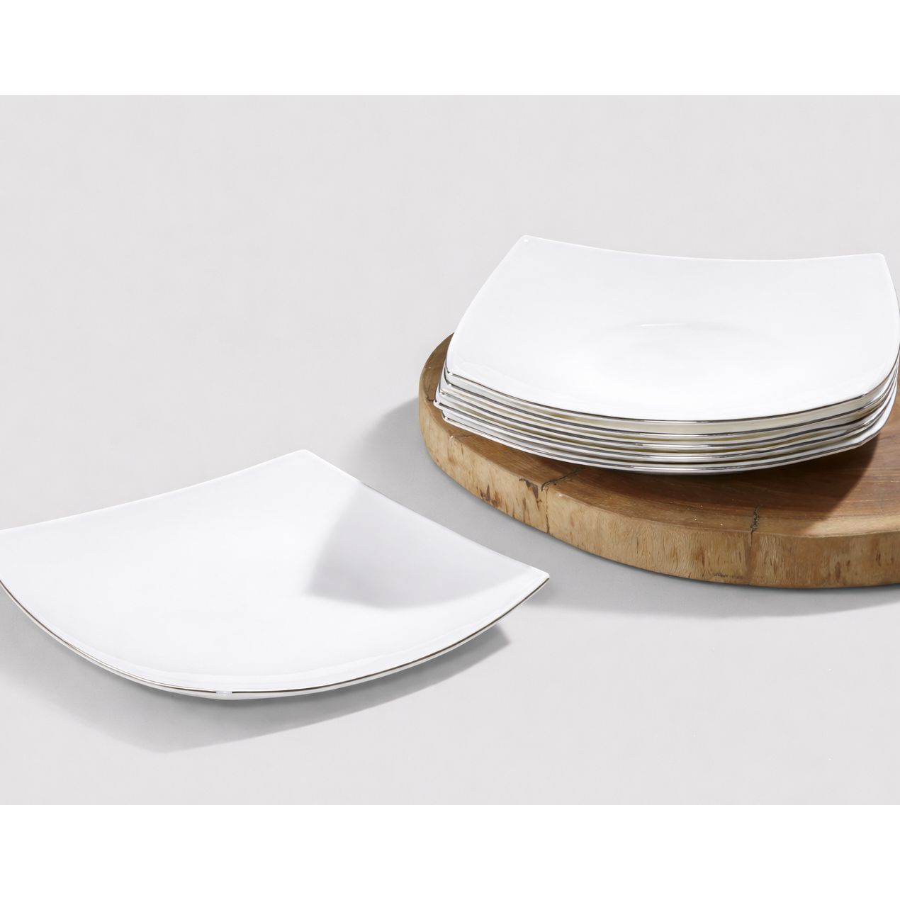 Silver Plate 26X26cm with Stripe OPAL