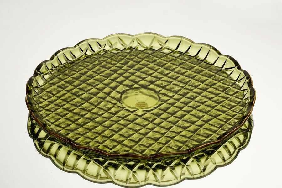 Green Plate 31X31cm in with Gold CRYSTALINE