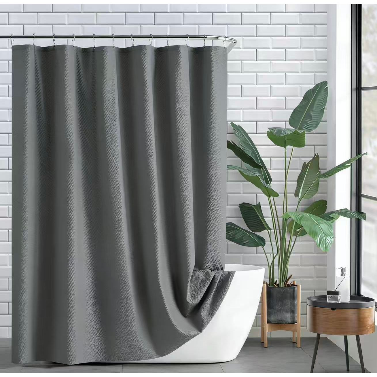 Grey Shower Curtain Imitation Fabric 180*240cm