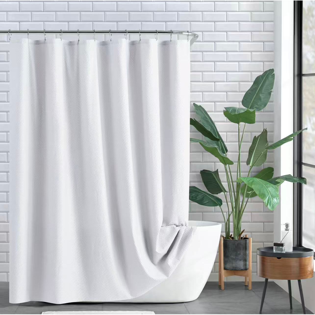 White Shower Curtain Imitation Fabric 180*240cm