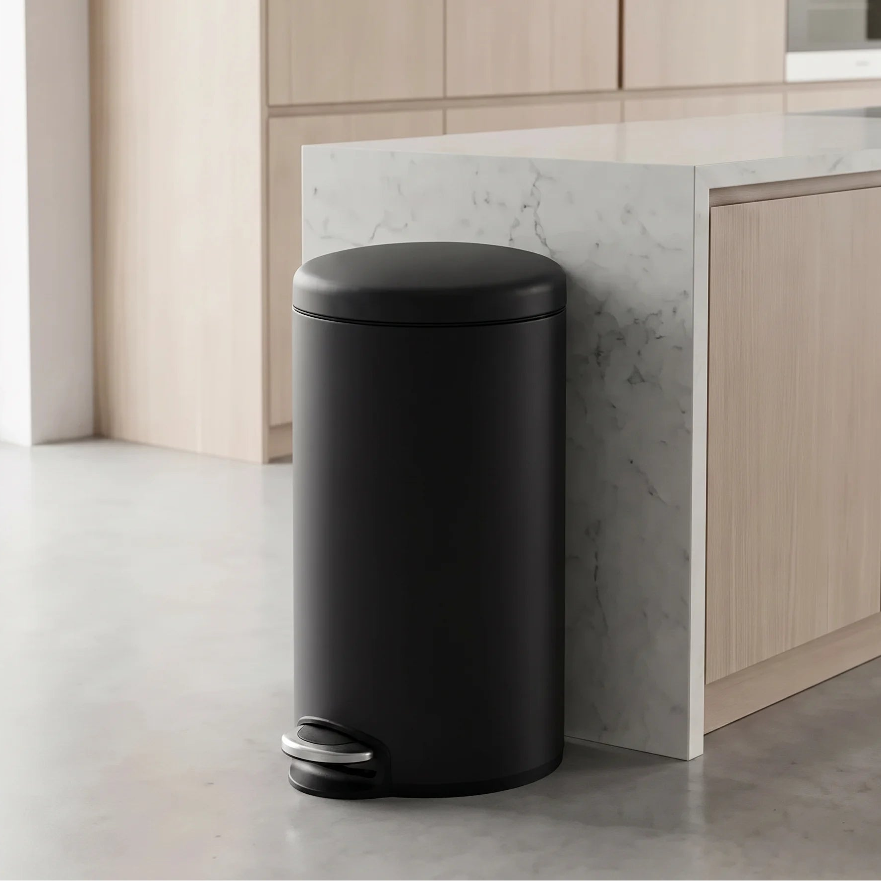 Pedal Kitchen Round Trash Bin 20L Black EKO MAGGEY