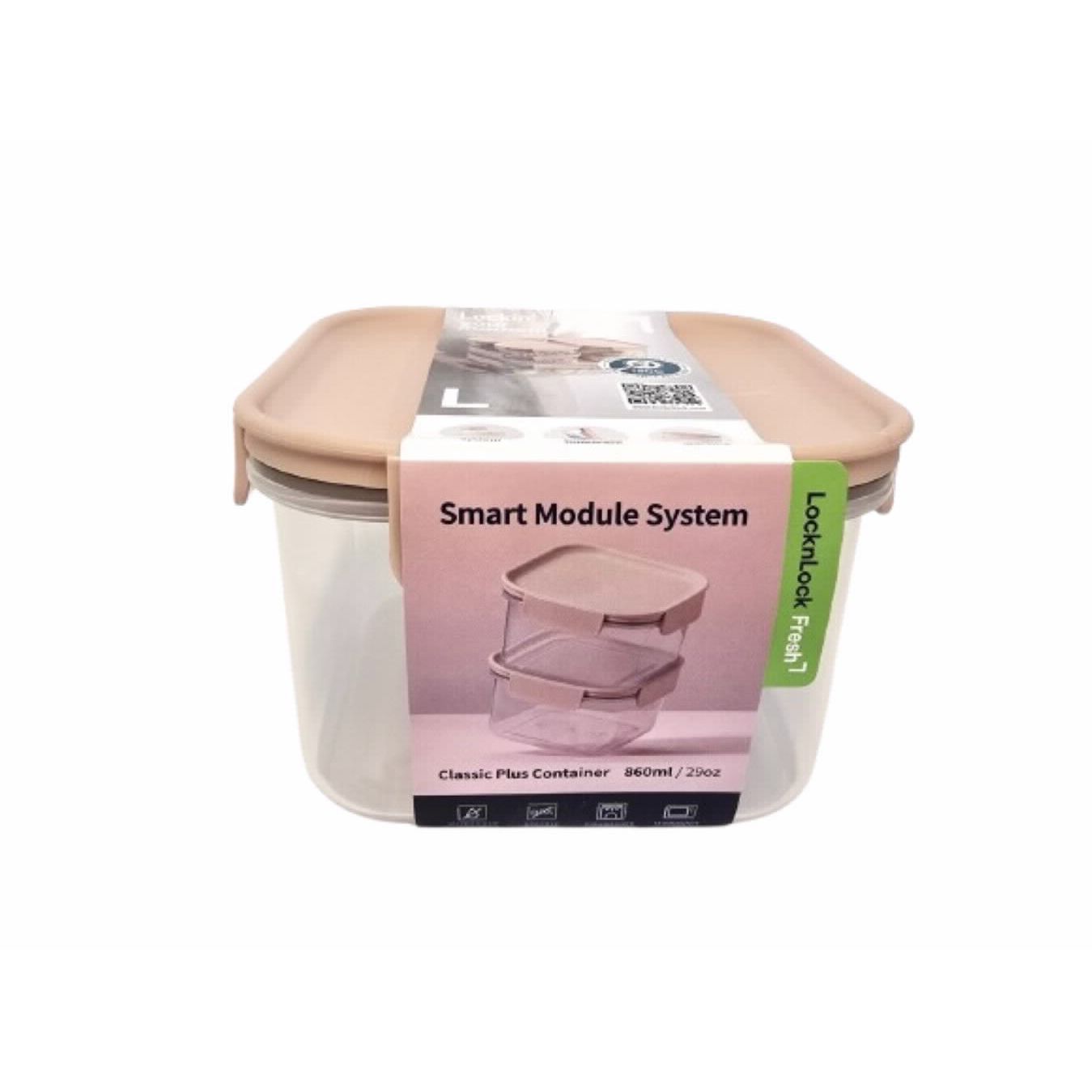 Square Pink Storage Box 860ml Lid Series Classic Plus 140x140x88 mm L&L