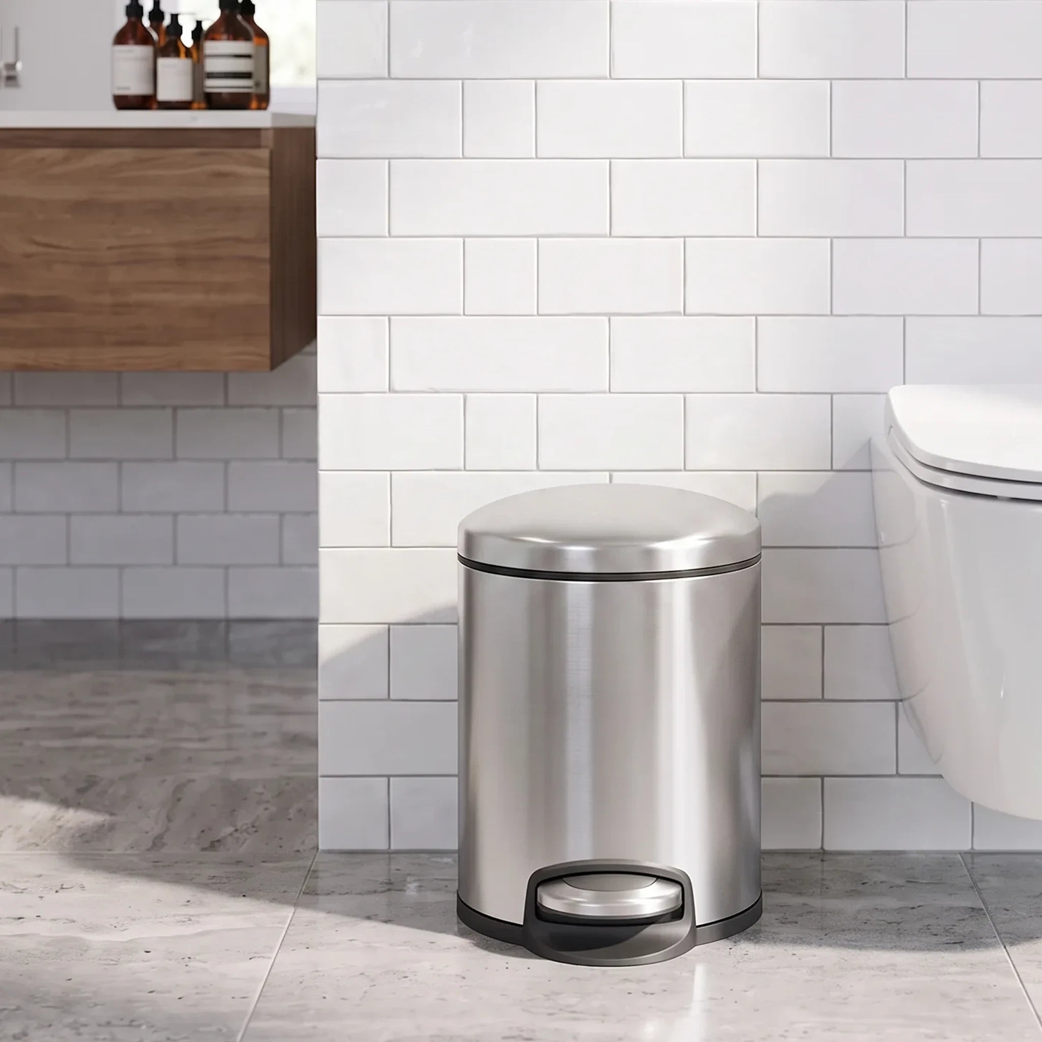 Round Silver Pedal Bin 5L EKO MAGGEY