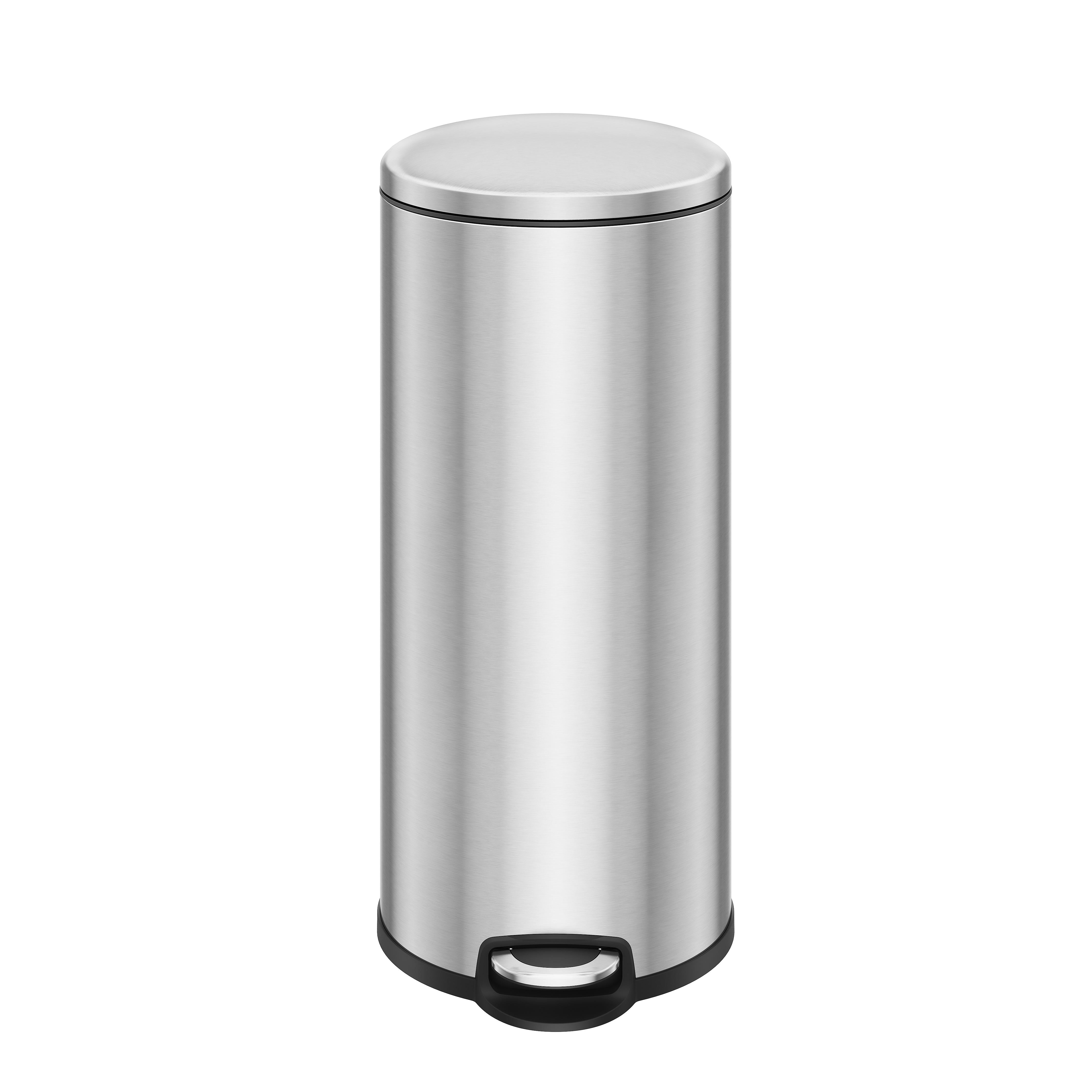 Pedal Kitchen Round Trash Bin 30L Silver EKO MAGGEY