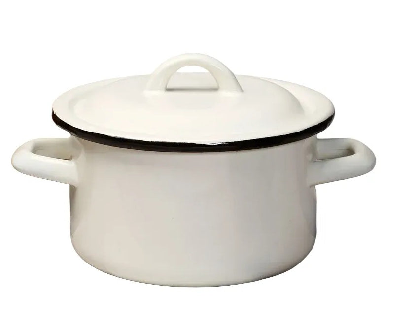 Enamel Pot Tall 3.5L Diameter 20cm Cream DreamChef Delicious