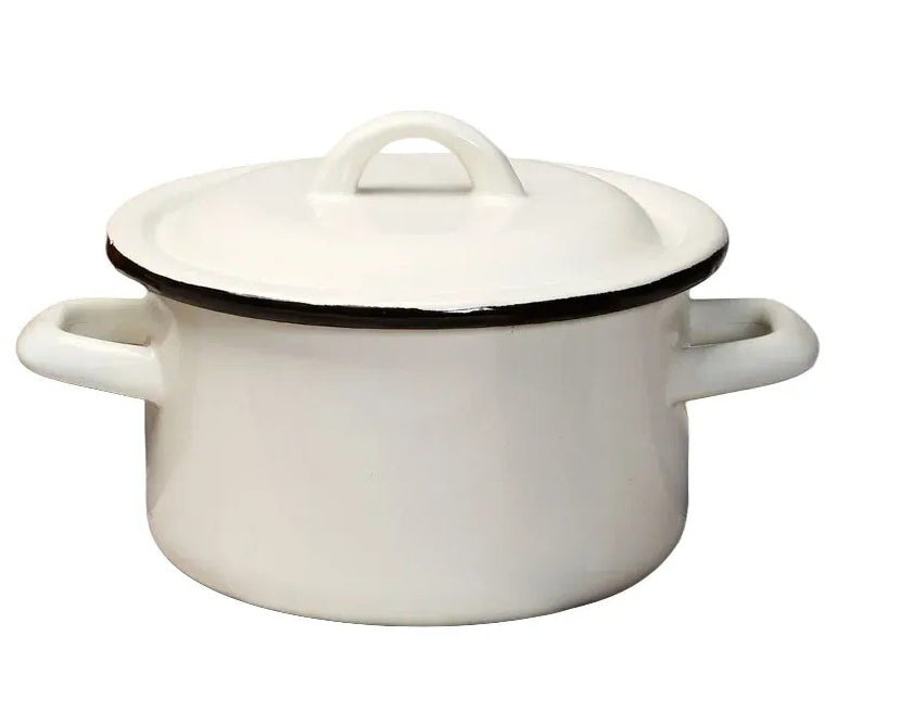 Enamel Pot Tall 5.5L Diameter 24cm Cream DreamChef Delicious