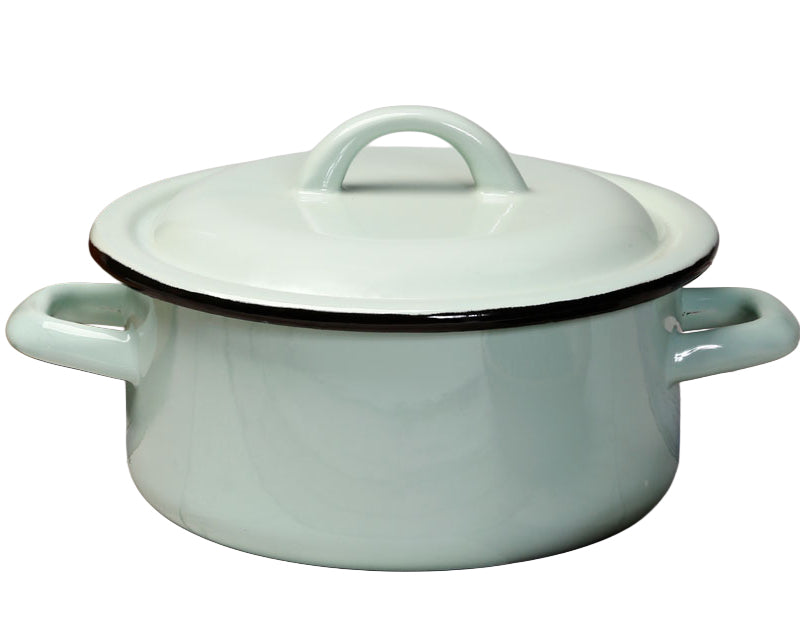 Enamel Pot Low 1.8L Diameter 18cm Green Mint DreamChef Delicious