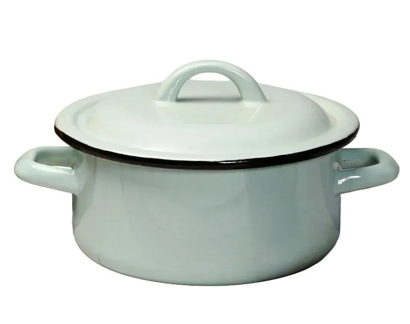 Enamel Pot Low 2.5L Diameter 20cm Green Mint DreamChef Delicious