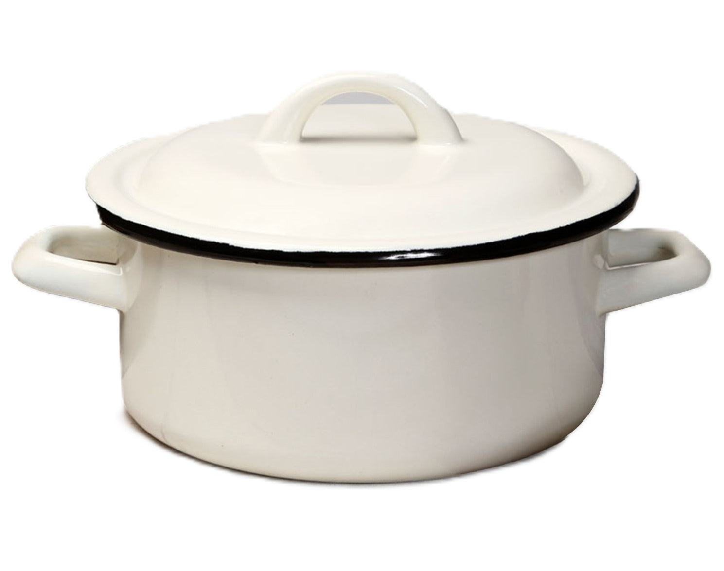 Enamel Pot Low 3.5L Diameter 22cm Cream DreamChef Delicious