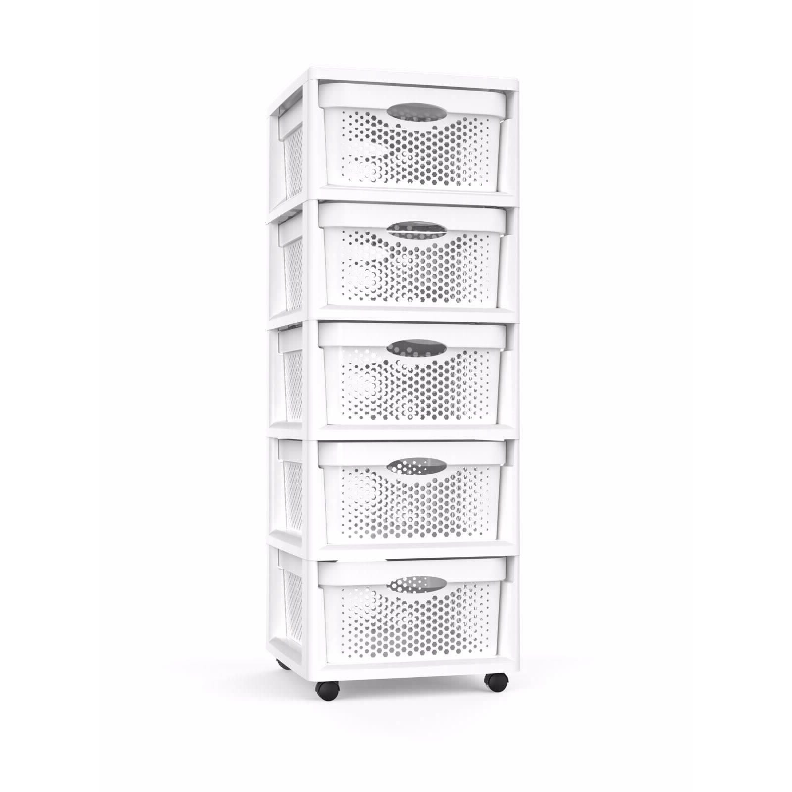 Drawer Unit Plastic 5 Tier FIXER White