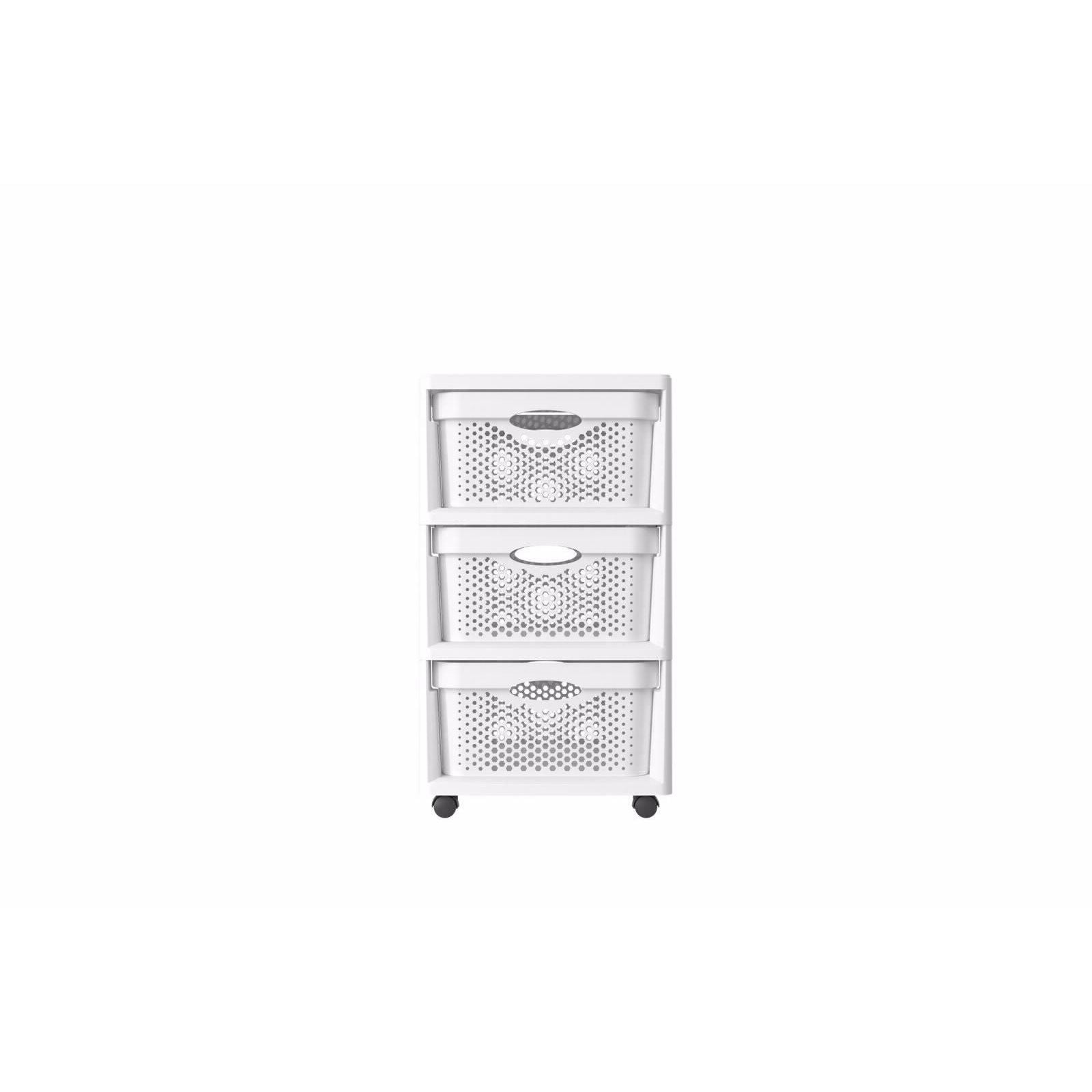 Drawer Unit Plastic 3 Tier FIXER White