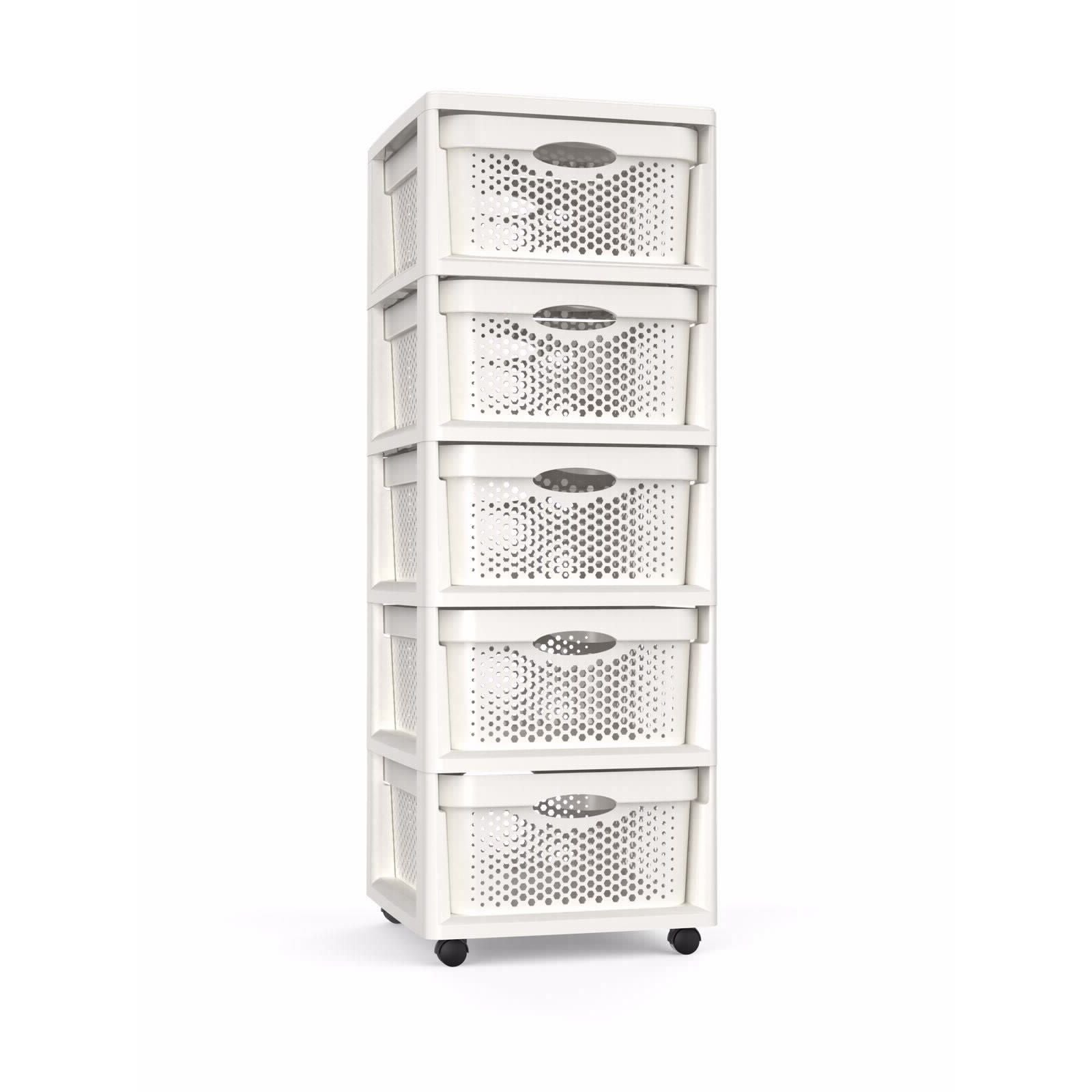 Drawer Unit Plastic 5 Tier FIXER Beige