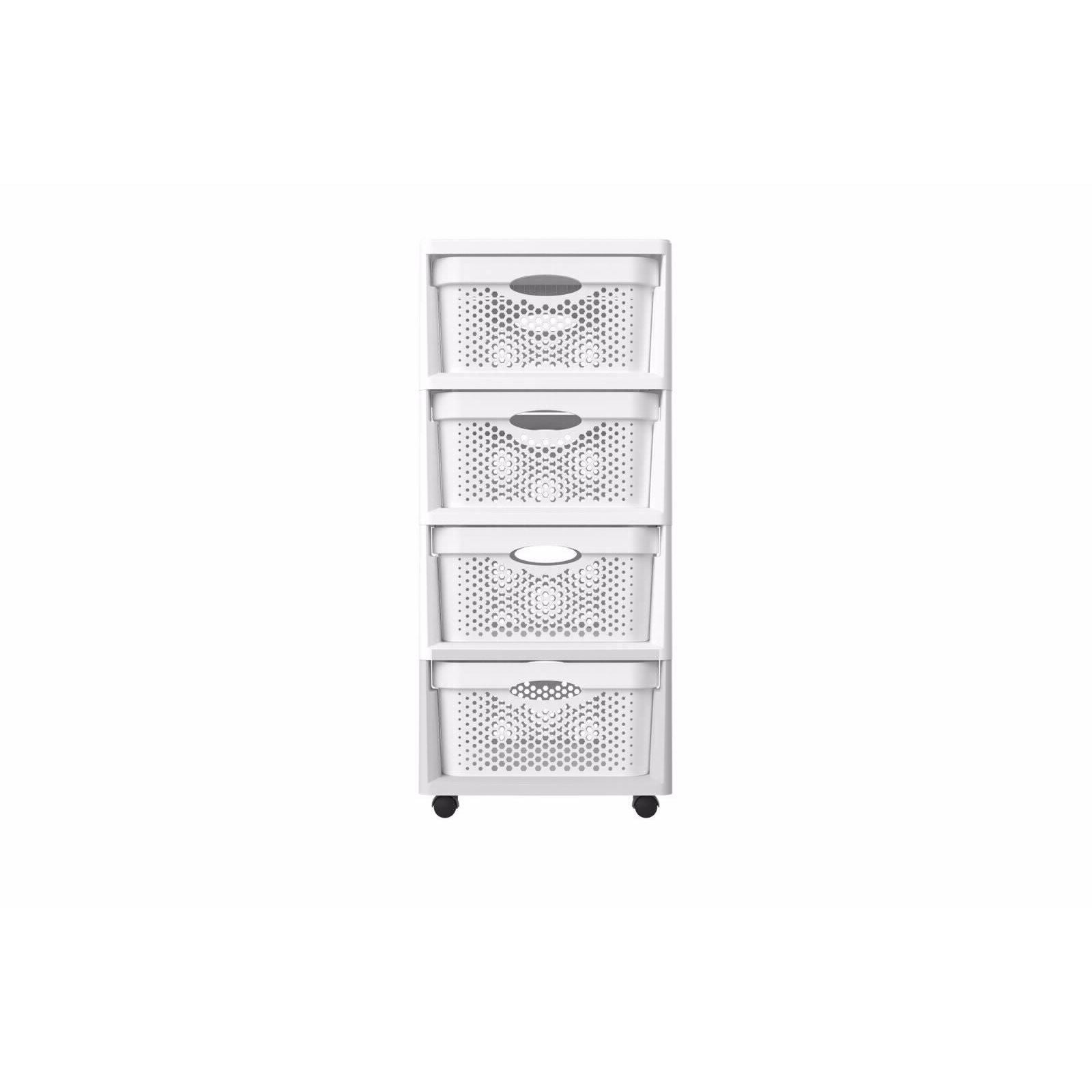 Drawer Unit Plastic 4 Tier FIXER White