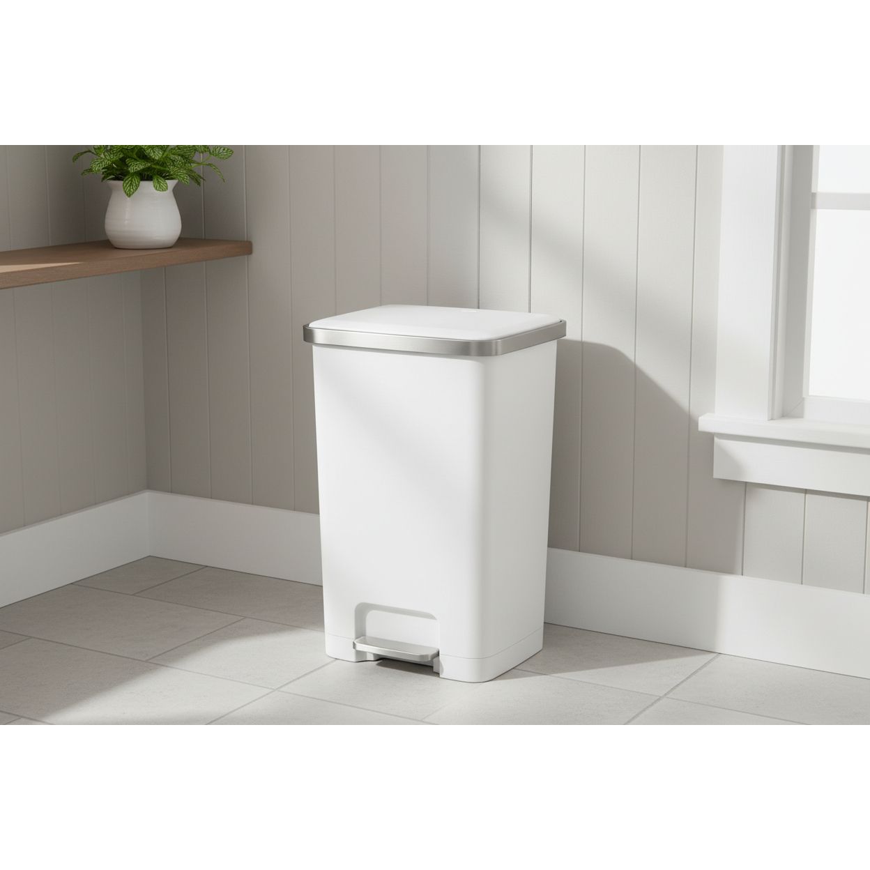 Pedal Kitchen Trash Bin 45L HANNA BASIC White