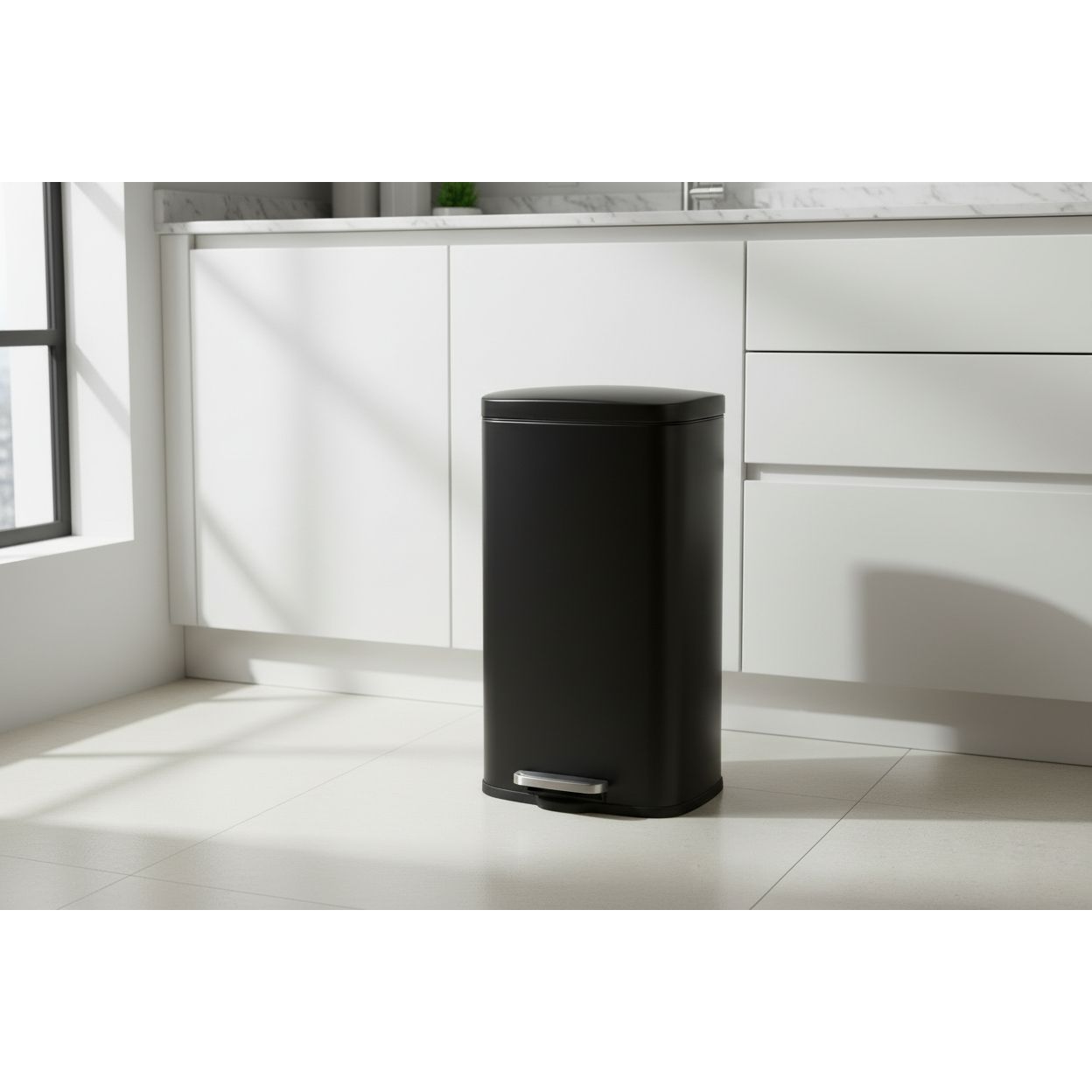 Rectangular Black Pedal Bin 30L Includes Inner Bin