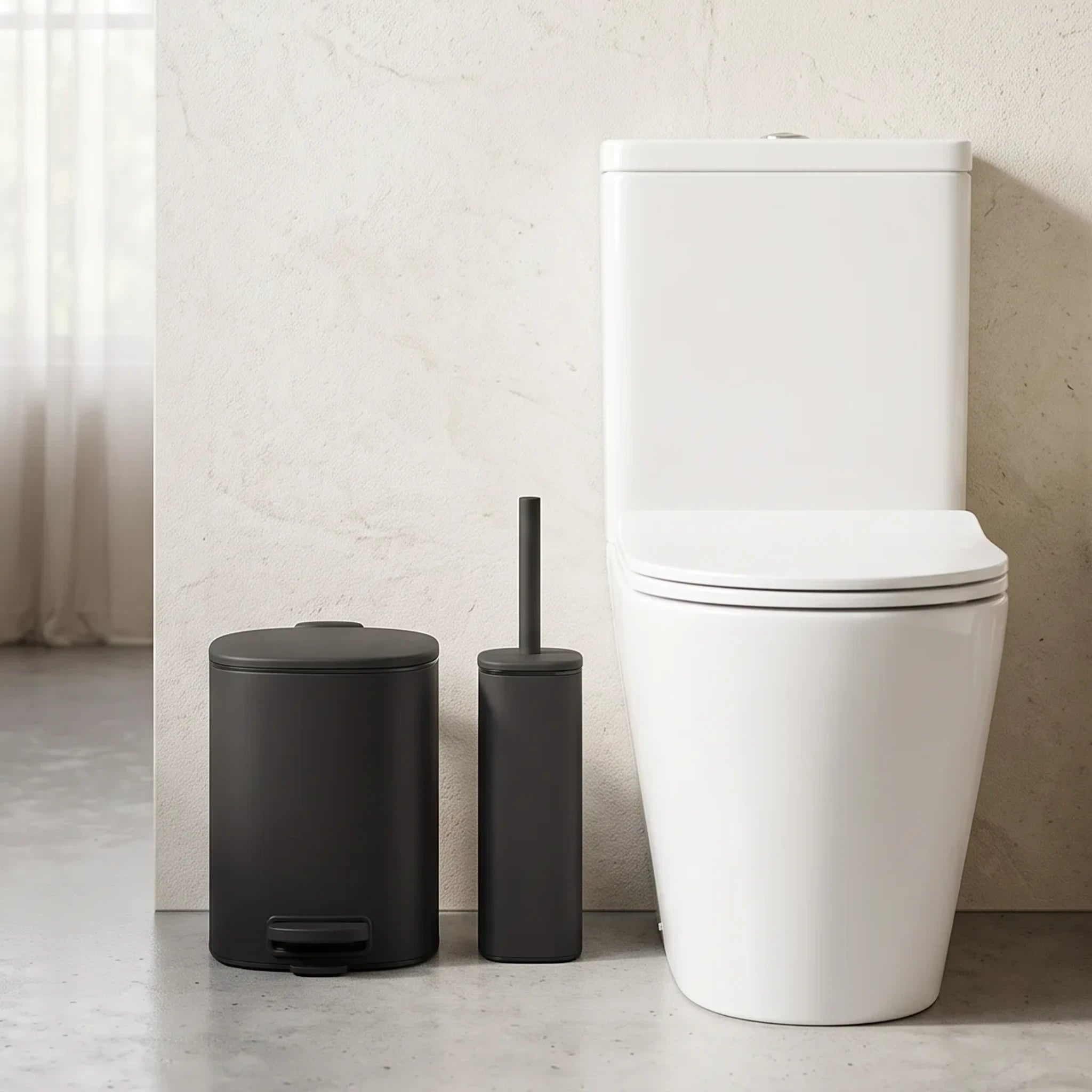 Pedal Bin with and Brush Bathroom Color Black