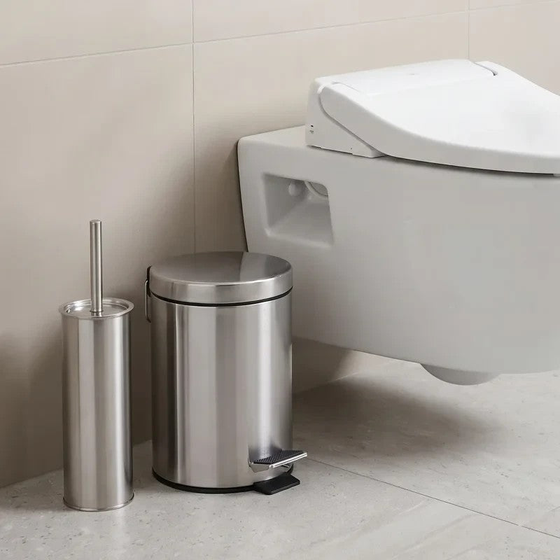 Bathroom Set Bin and Brush 3L Chrome