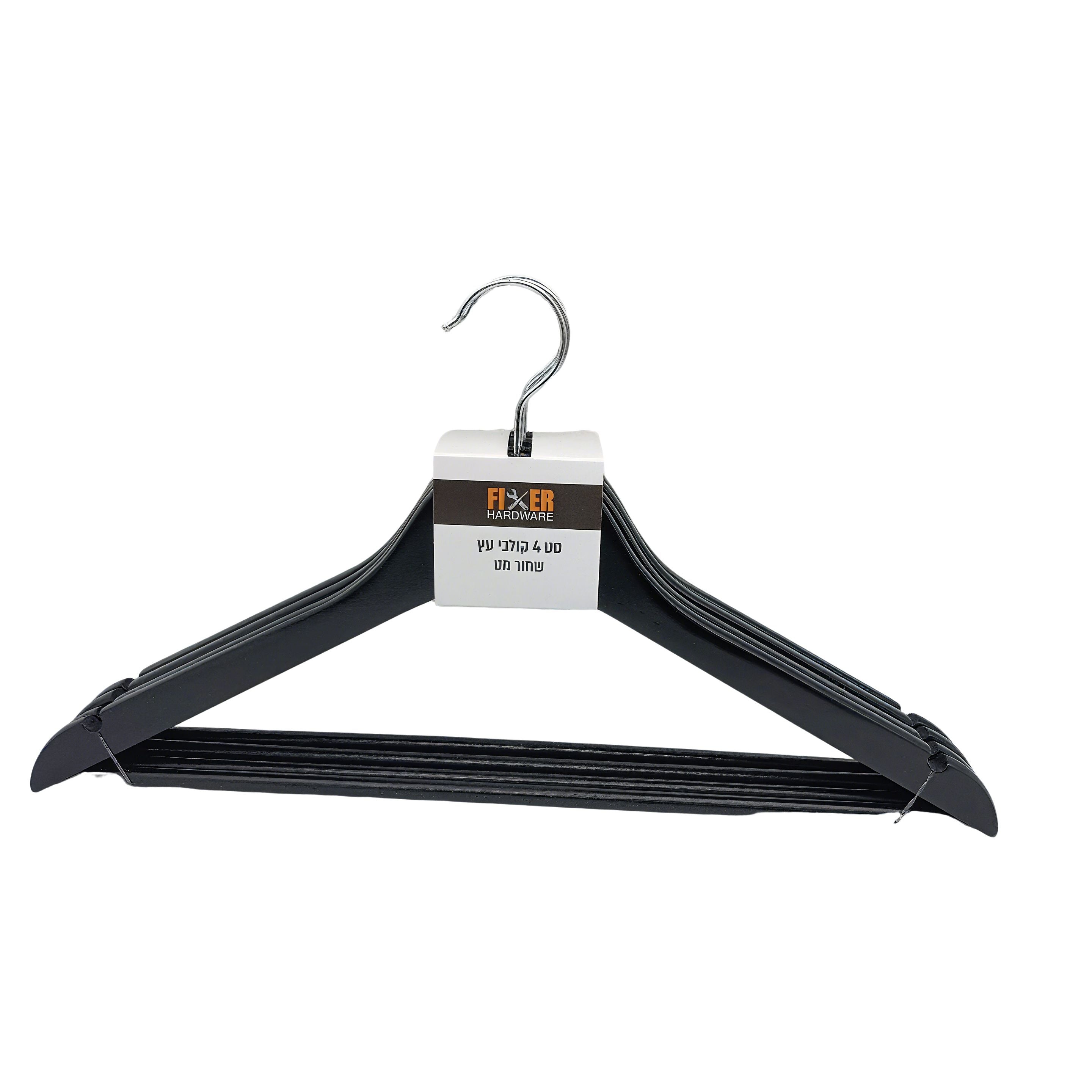 Wood Black Set 4 Hangers Matte