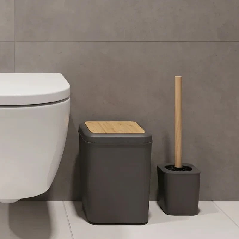 Set Bin 5L and Brush Square Bamboo Black