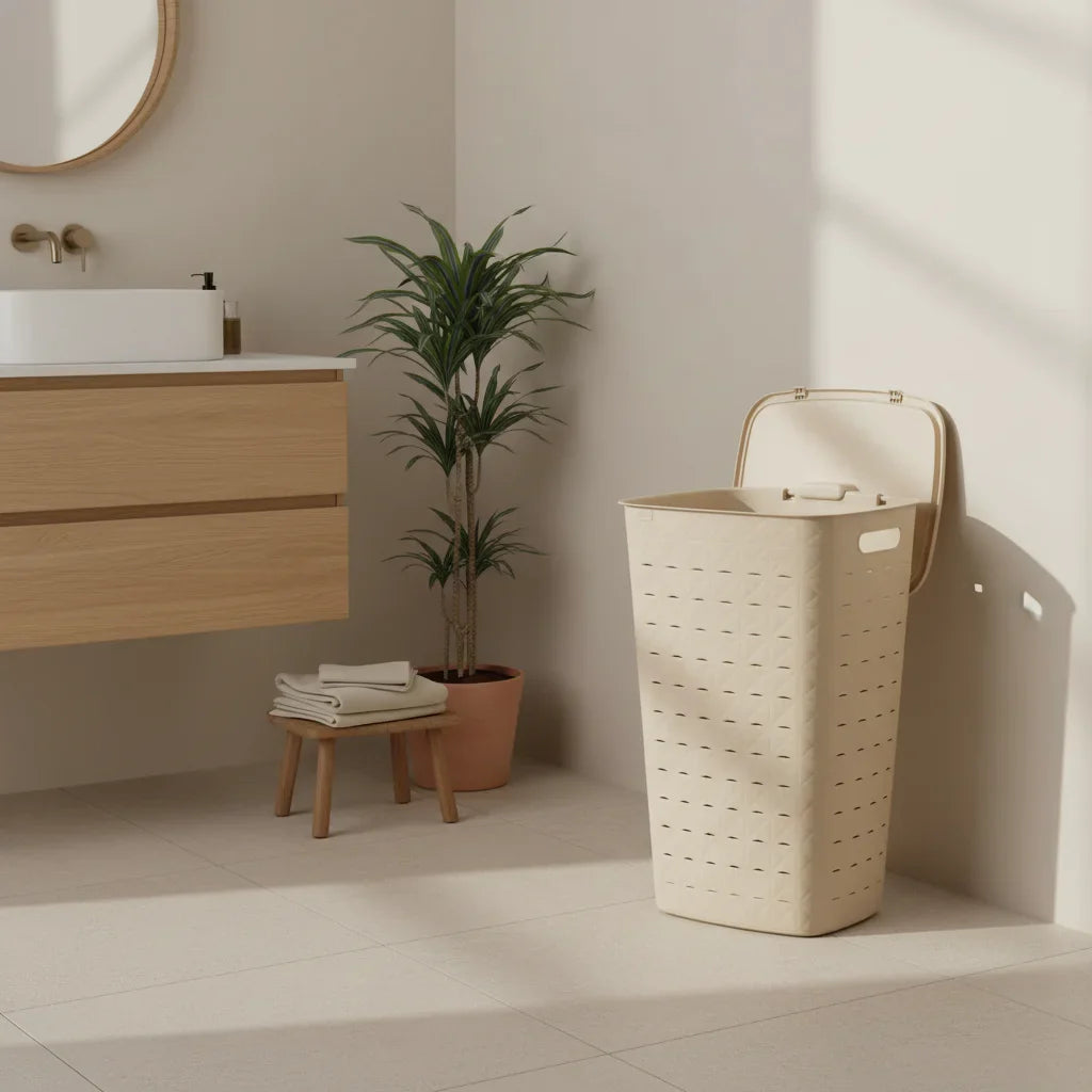 Cream Laundry Basket Softex 56L