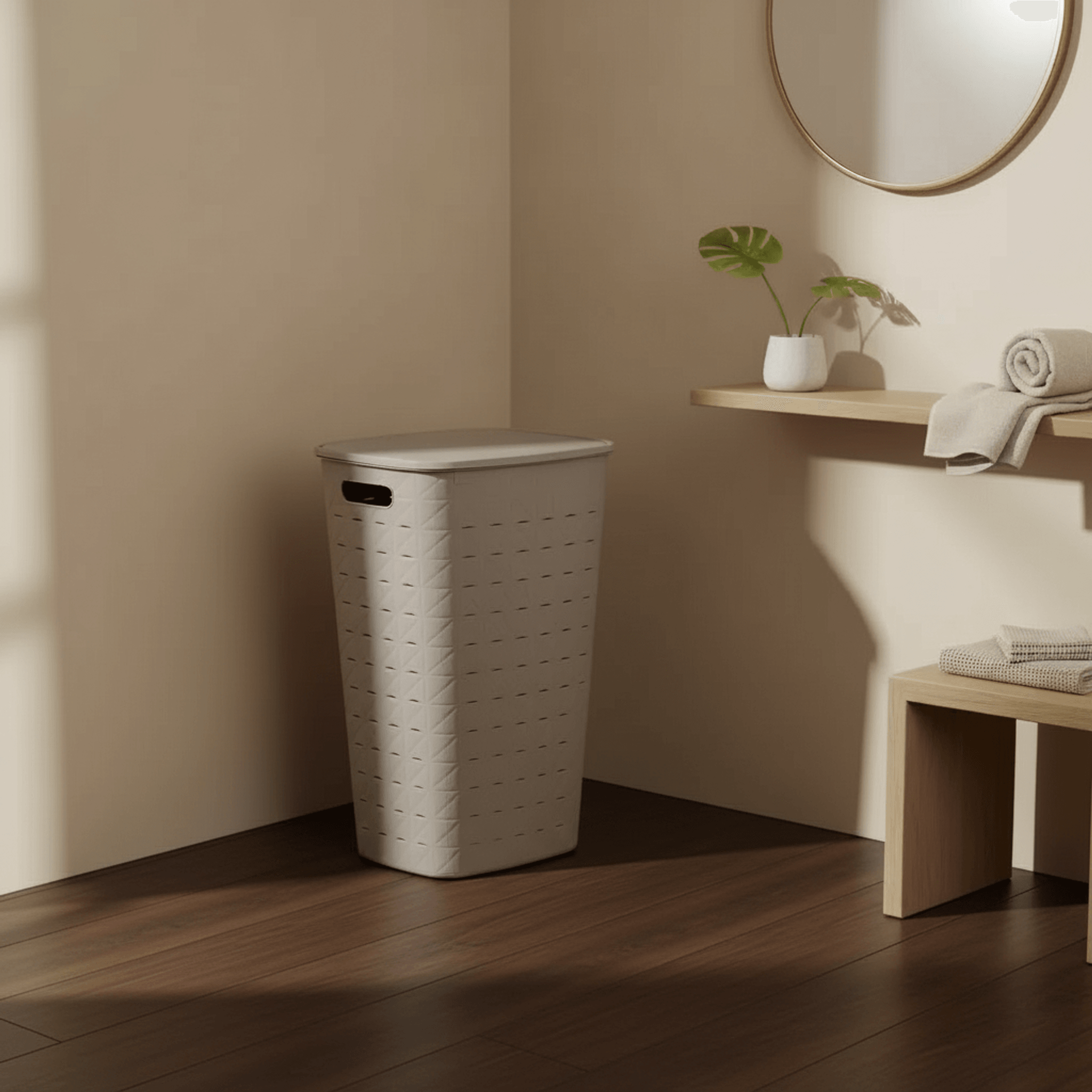 Brown Light Laundry Basket Softex 56L