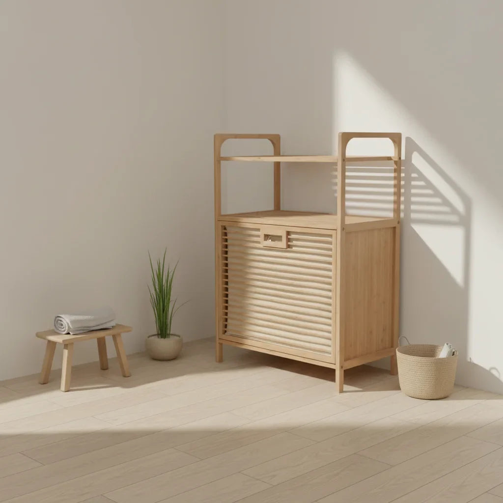 Bamboo Laundry Basket Wide