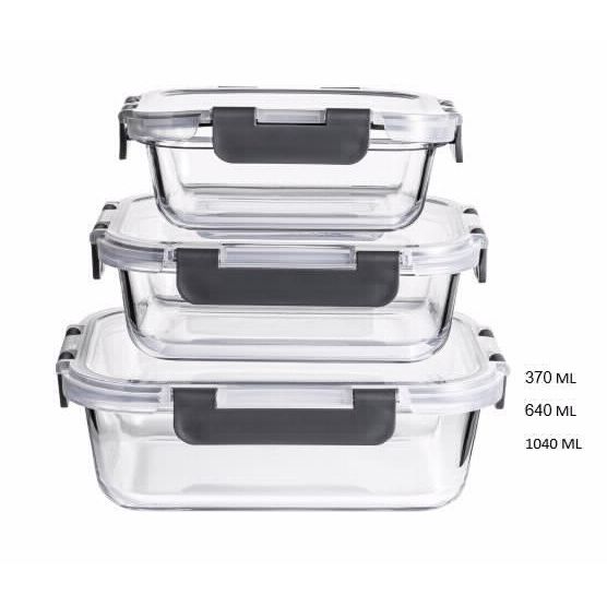 Rectangular Square Set 3 Boxes Divided Lid Plastic