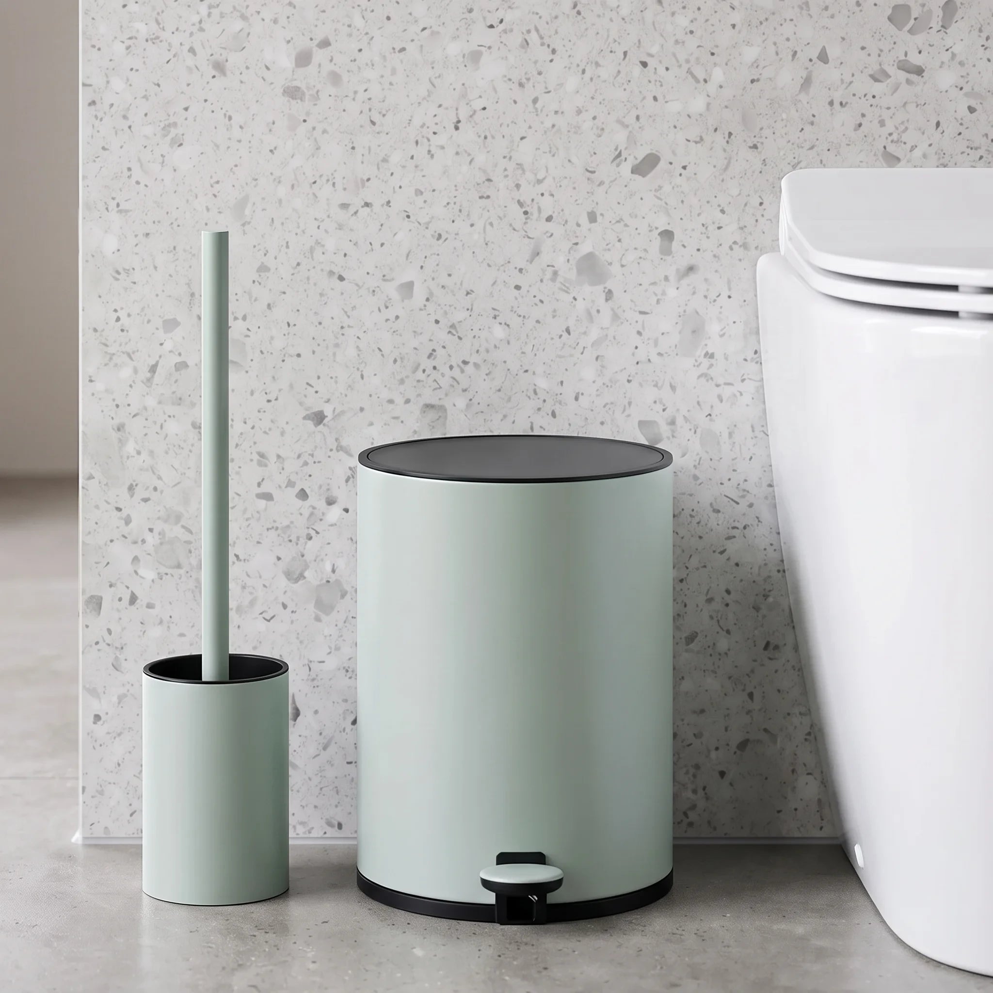 Toilet Set Bin 5L & Brush LORI Green Light
