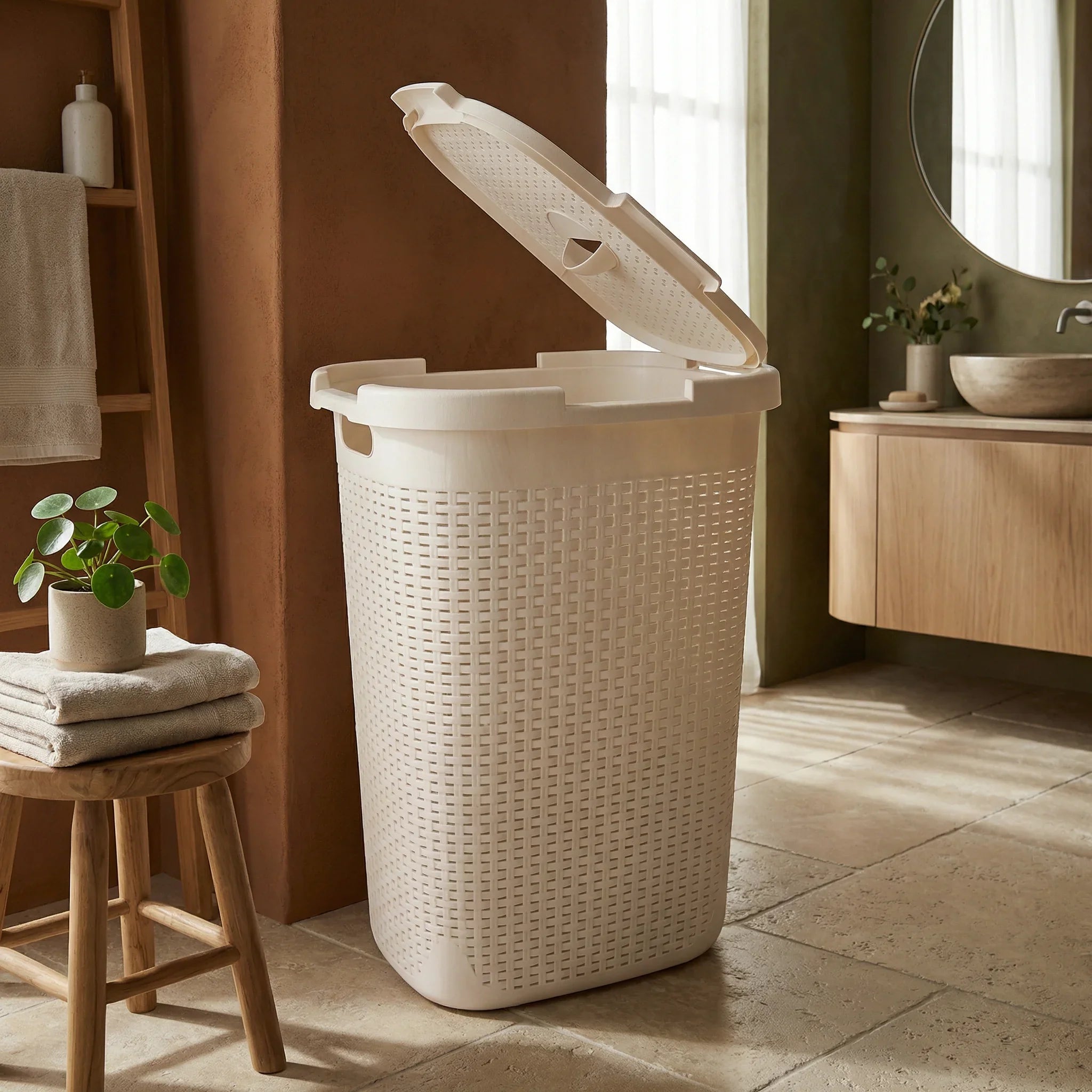 White Laundry Basket 60L