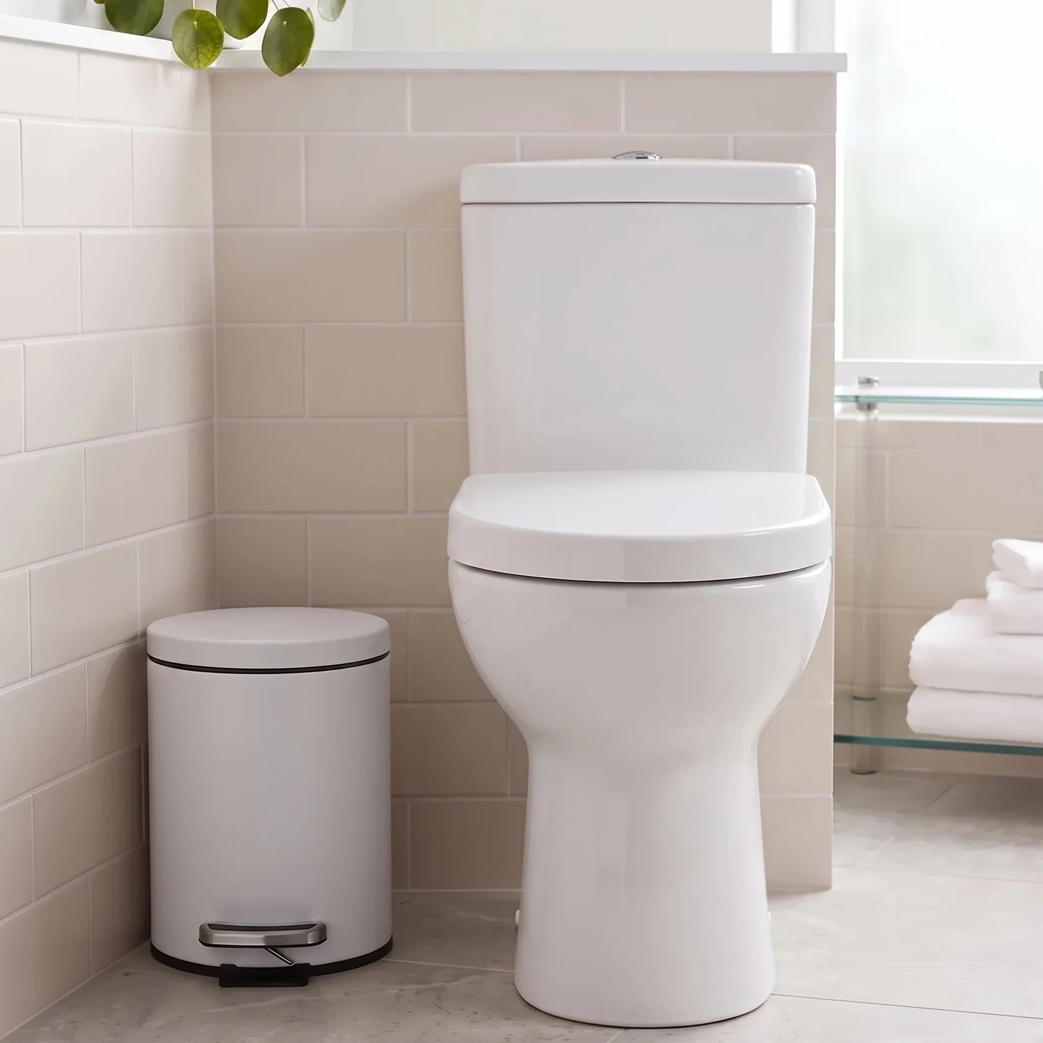 White Bathroom Bin 3L
