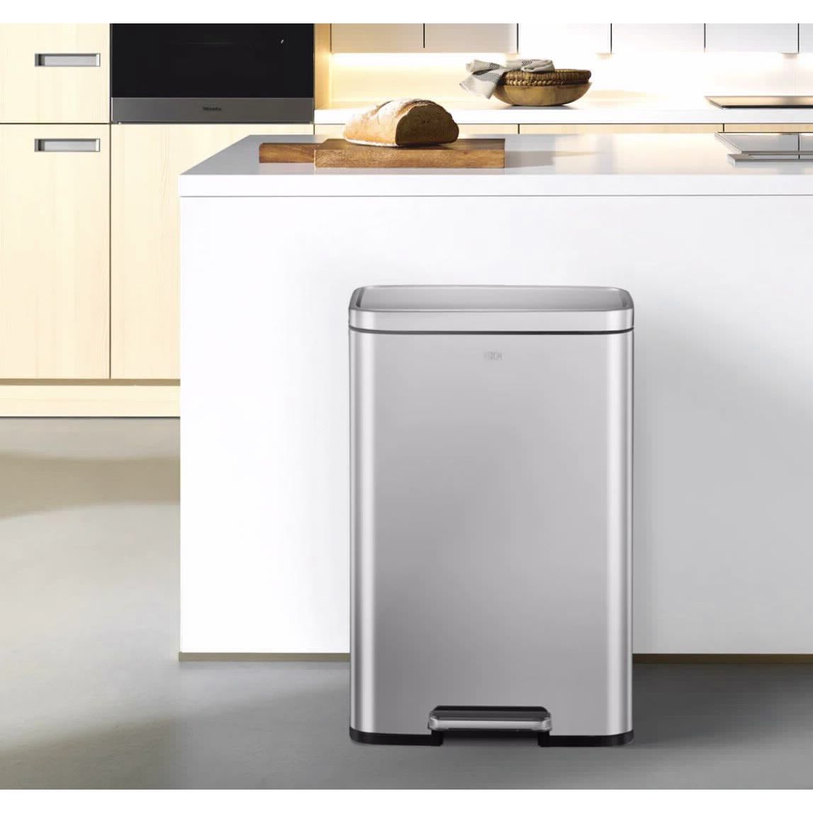 Rectangular Silver Pedal Bin 50L EKO MADISON