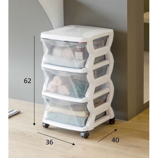 Drawer Unit Plastic 3 Tier White