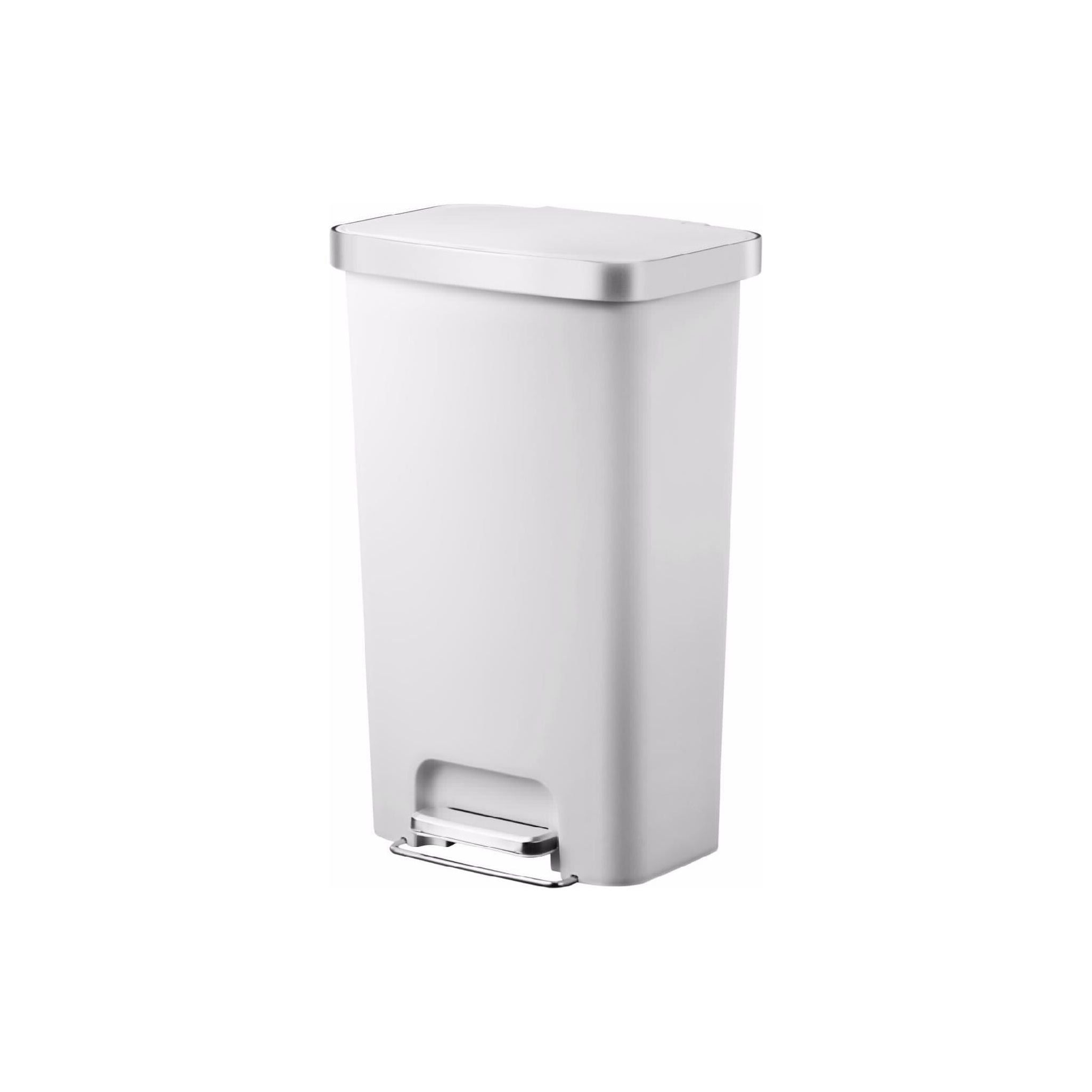 Rectangular White Matte Pedal Bin 45L EKO HANNA