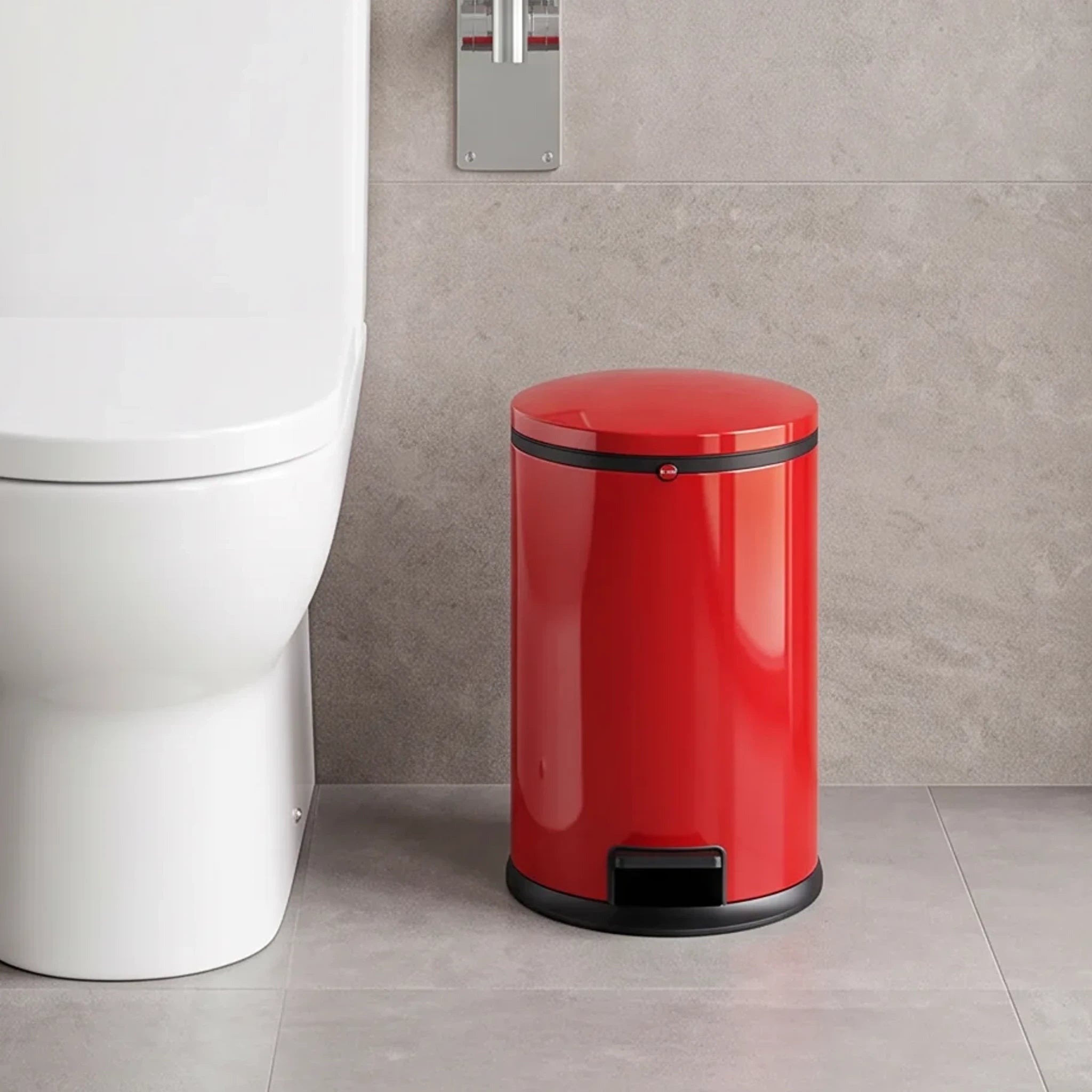 Pedal Round Trash Bin 12L Hailo Germany Series Pure M Red