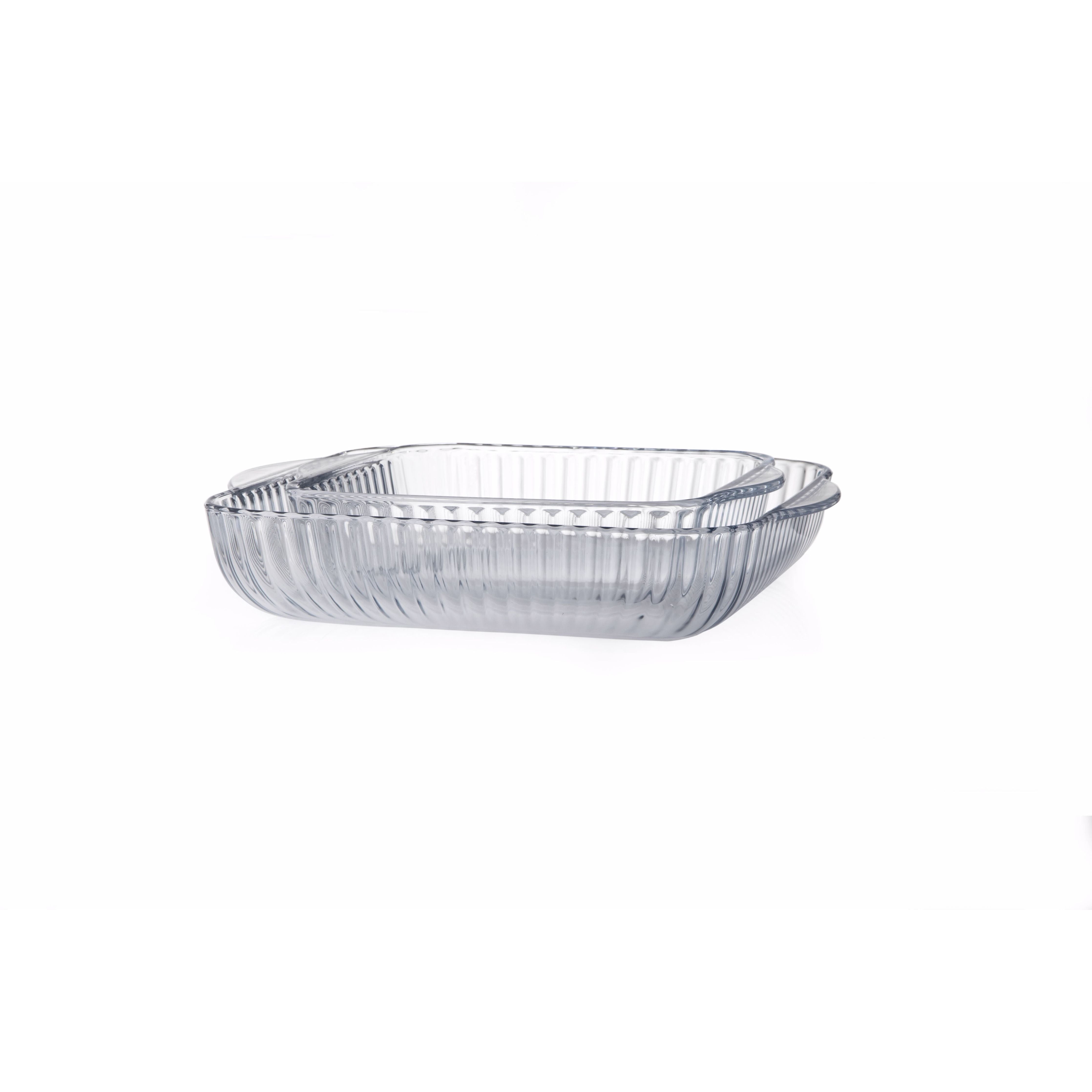 Glass Square Pair Pans 1.95 +3.2L BORCAM
