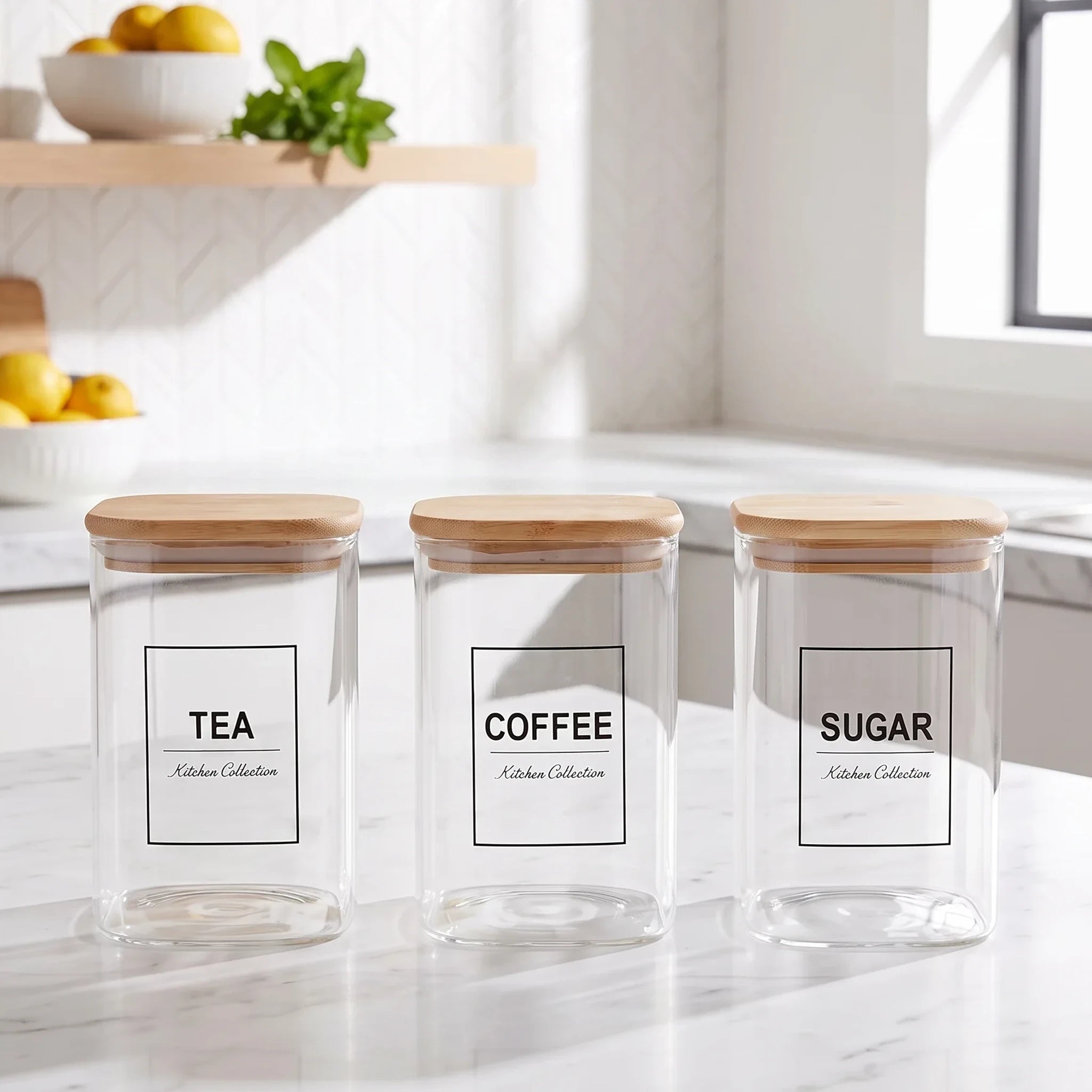 Coffee Glass Set Tea Sugar Bamboo