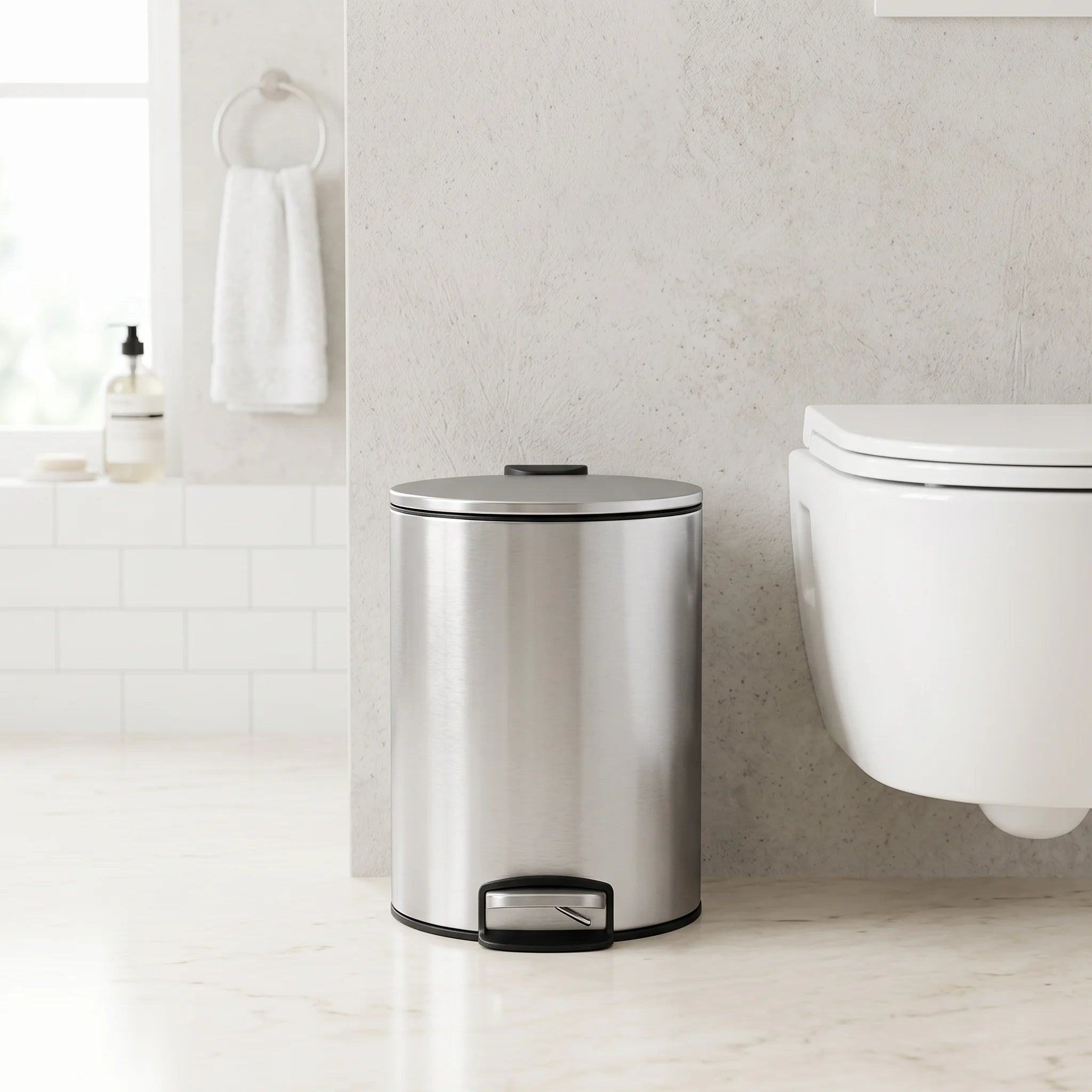 Round Silver Pedal Bin 3L EKO CLASSIC