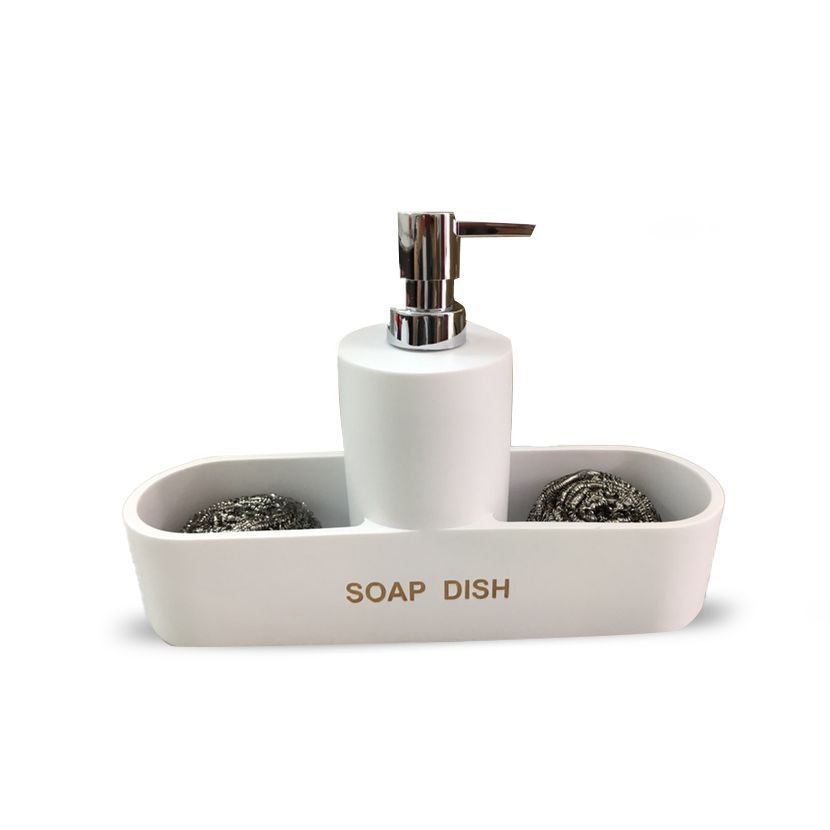 White Dispenser Double Soap Dishes