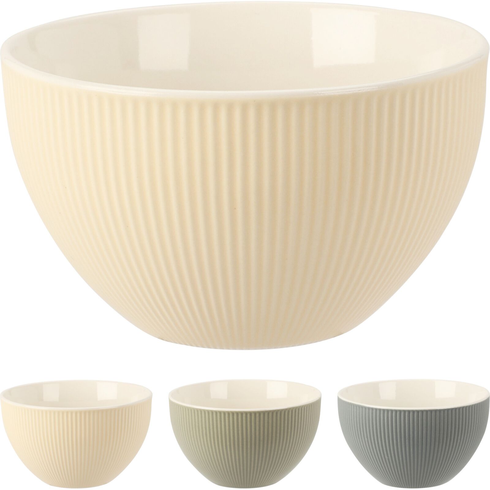 Porcelain Striped Grey Soup Bowl 12.5cm