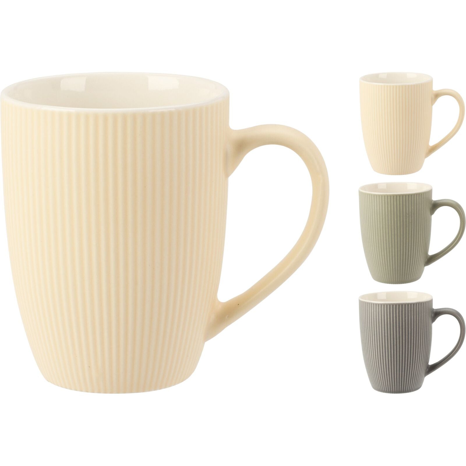 Porcelain Striped Beige Mug 330ml