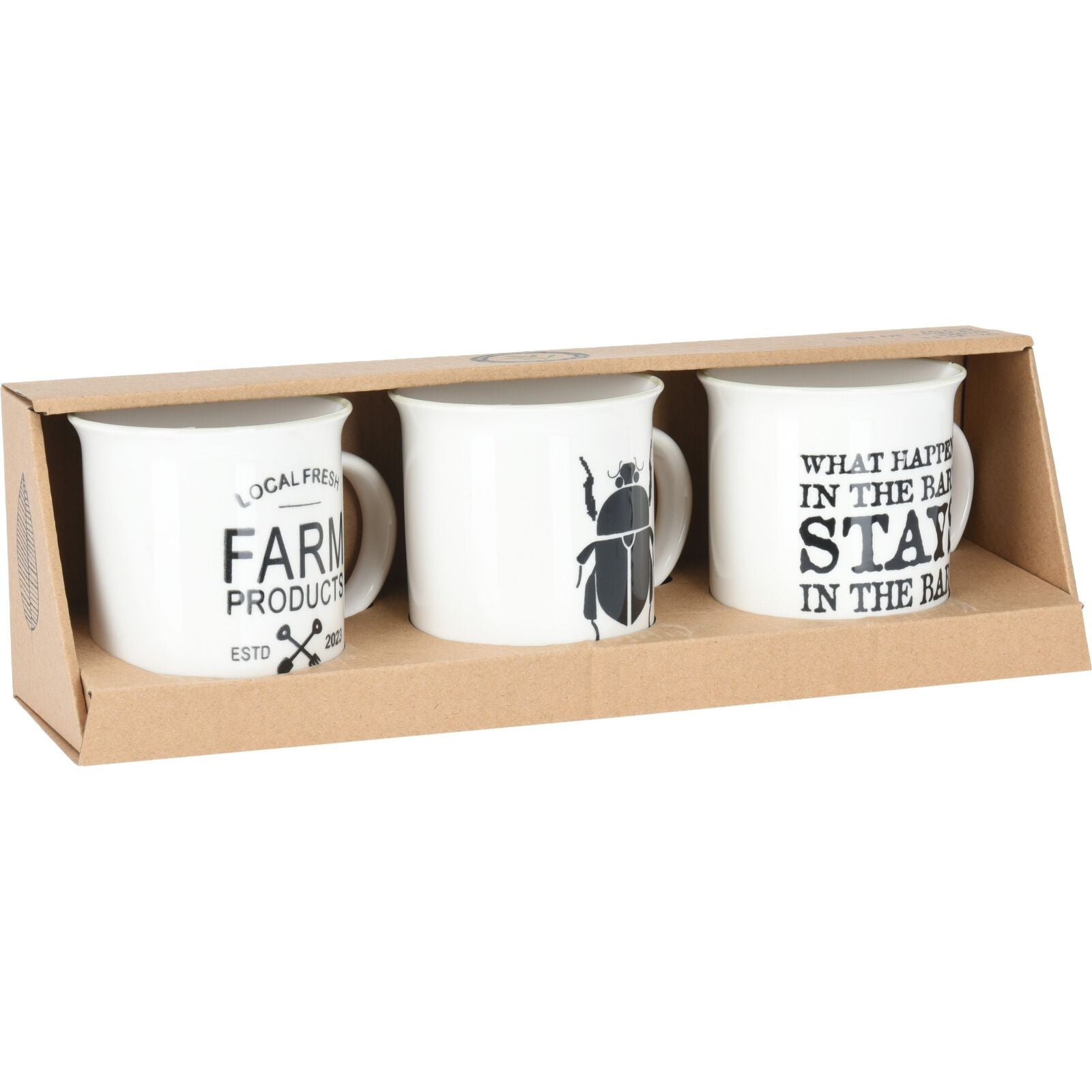 Porcelain Set 3 Mug with Lettering 320ml