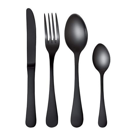 QUEEN Black Cutlery Set 24 Pieces 18/0