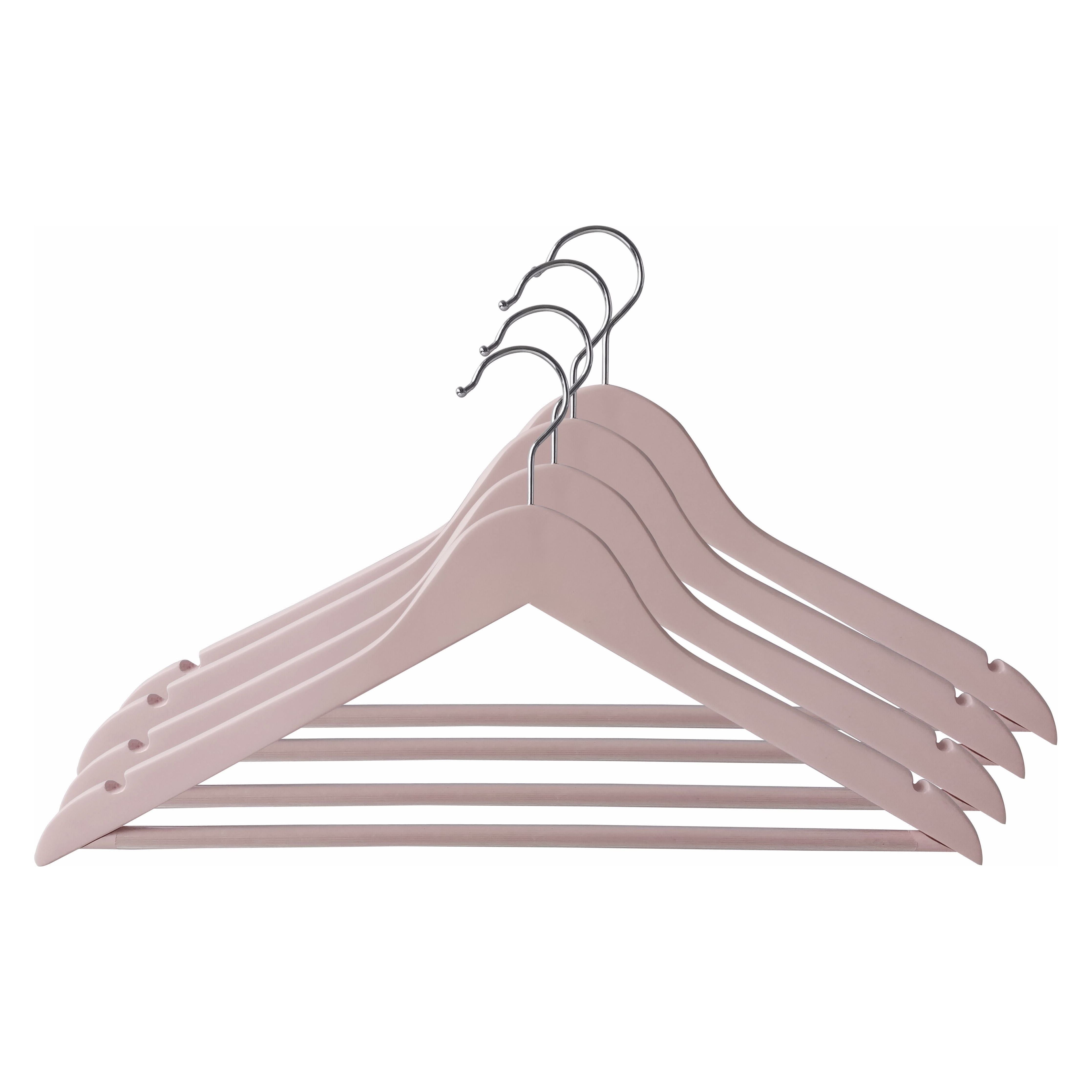 Wood Pink Set 4 Hangers Light Matte