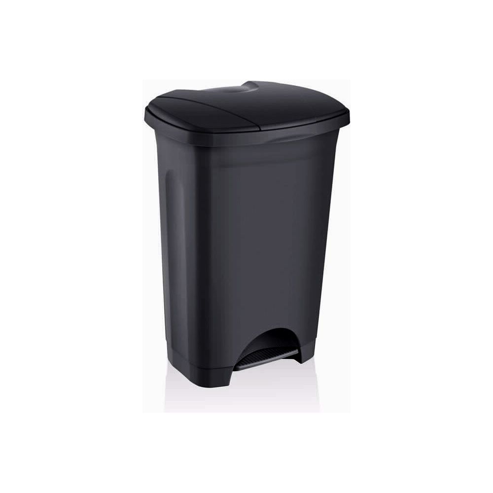 Kitchen Pedal Plastic Trash Bin 50L with Inner Bin Black