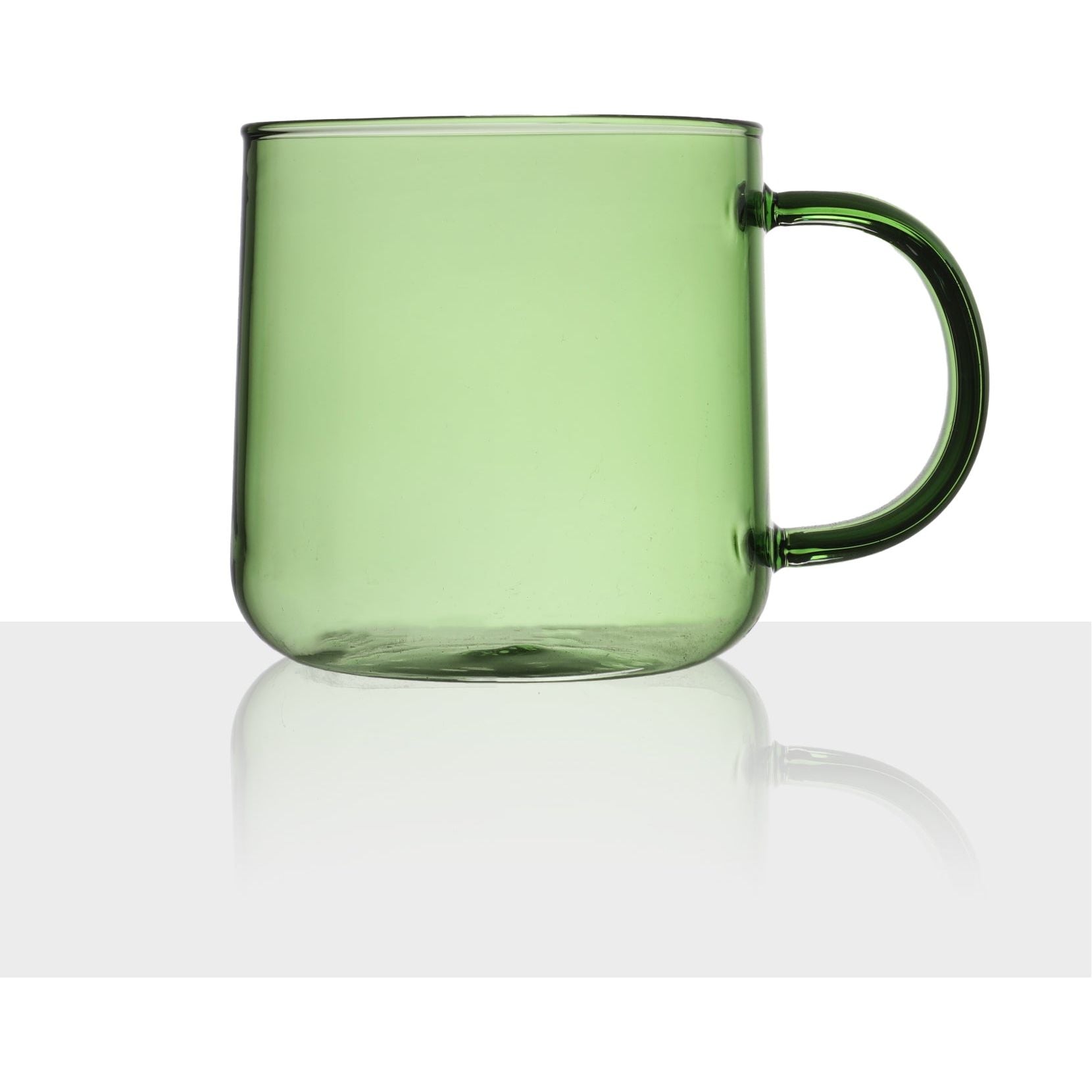 Glass Green Mug 350ml Single Wall